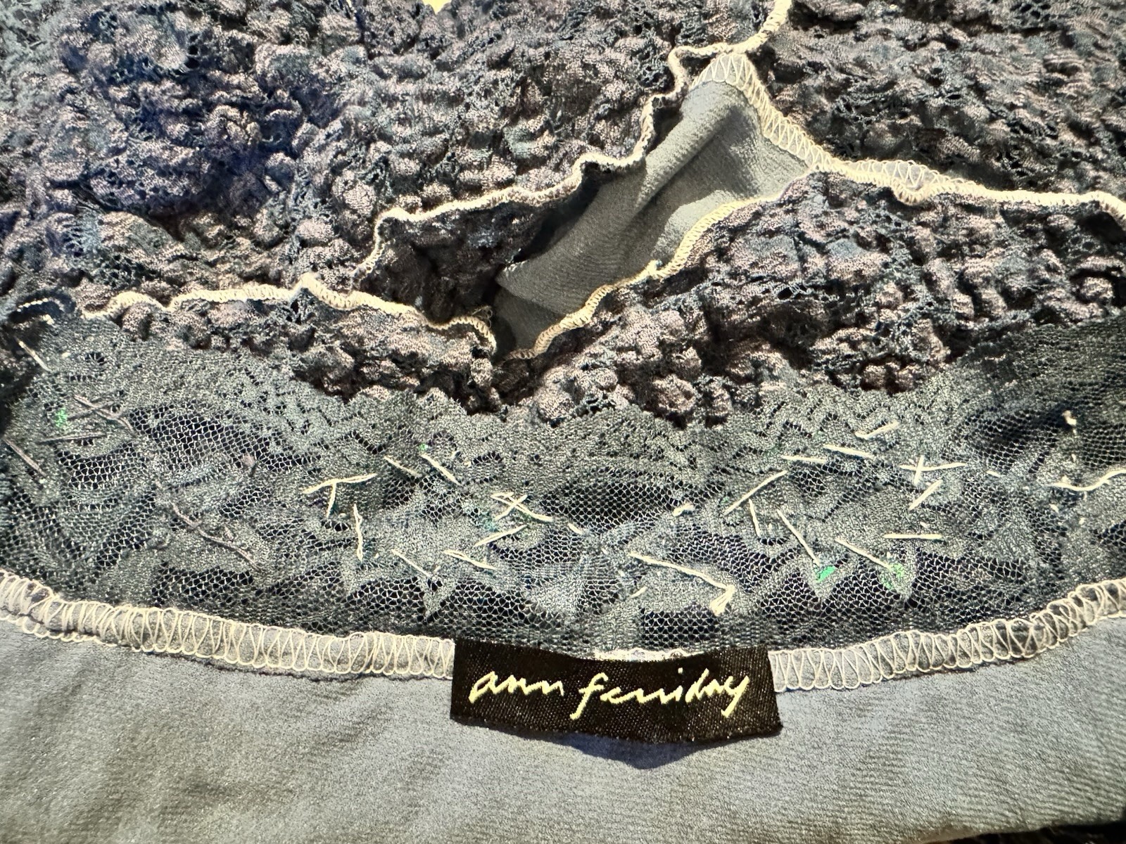 ANN FERRIDAY vintage pucker lace sequin Wrap top