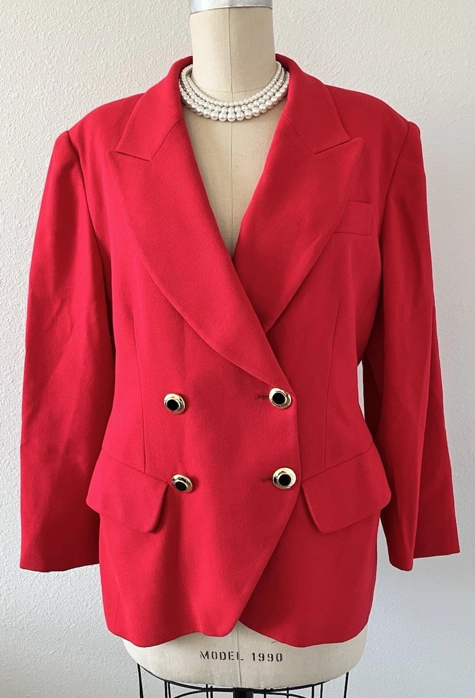 VTG 90s Blazer Double Breasted Wool Made in USA Power Suit Size 12 Princess D