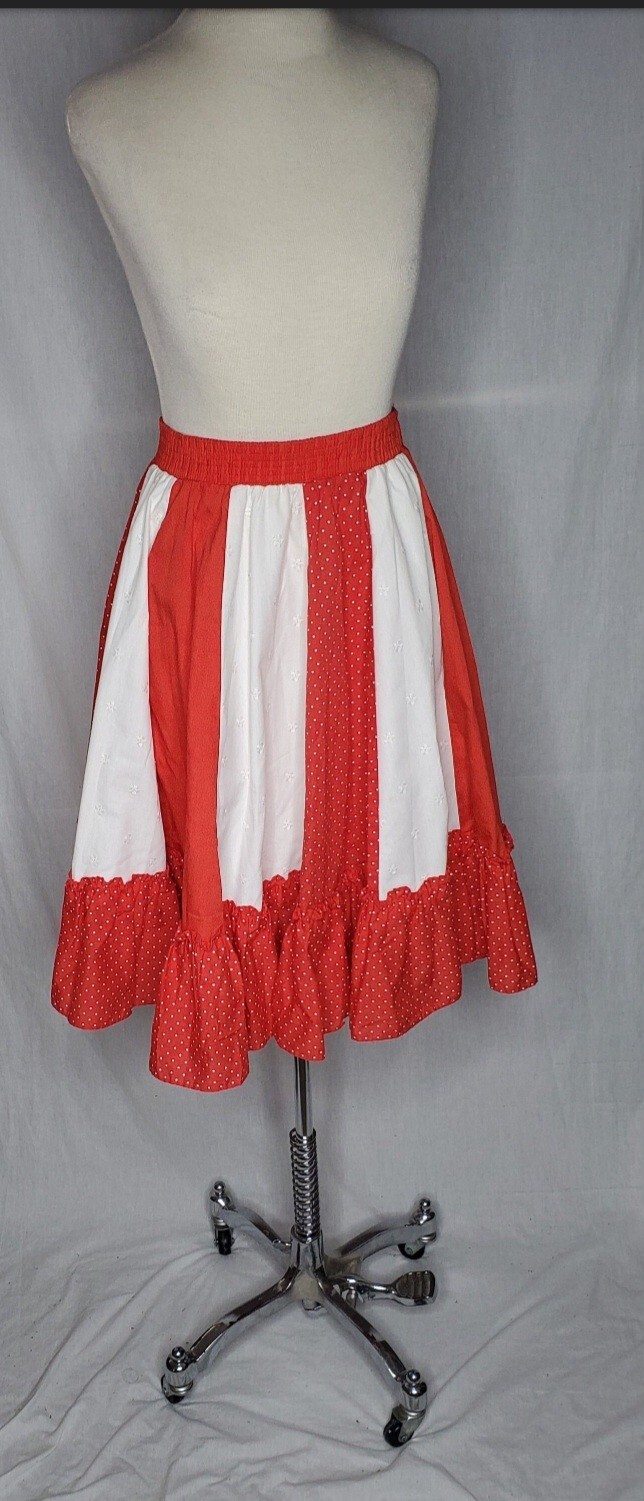 Vintage 1960s Partners Please Malco Modes Red And White Skirt Square Dance Med