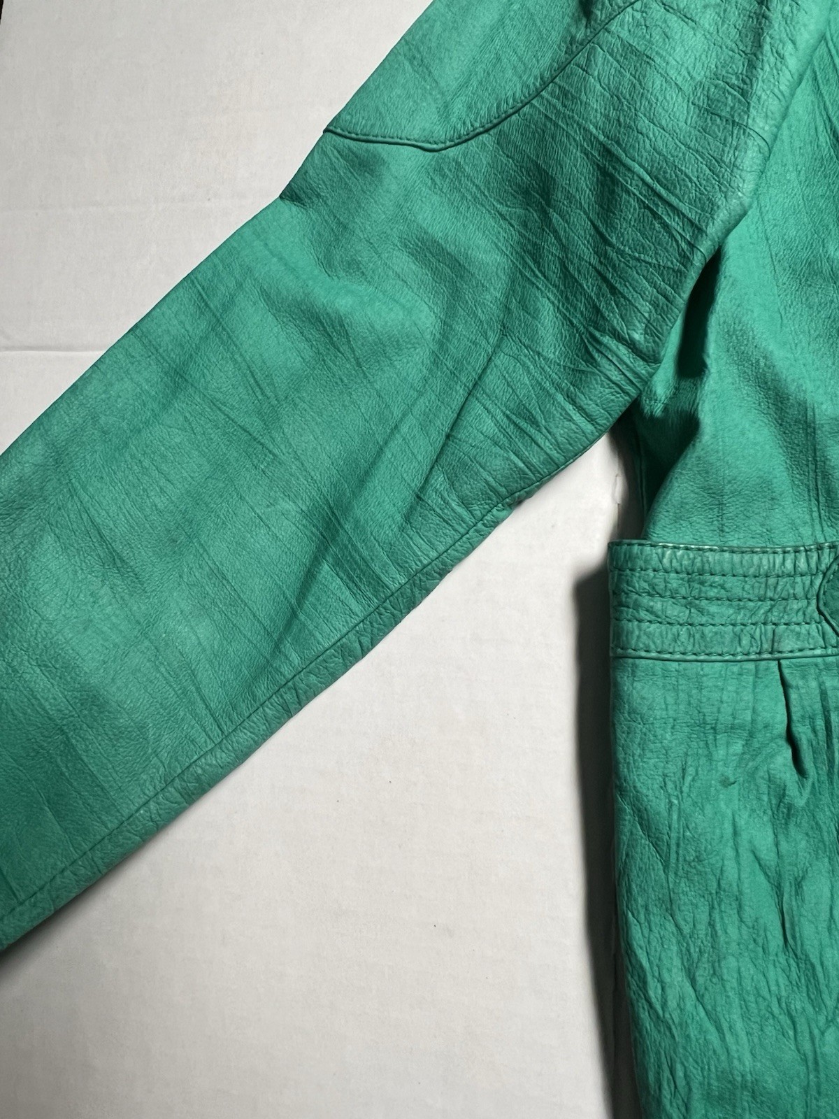 Vintage 80’s Split End Ltd. Leather Jacket Women’s Size 13/14 In Green