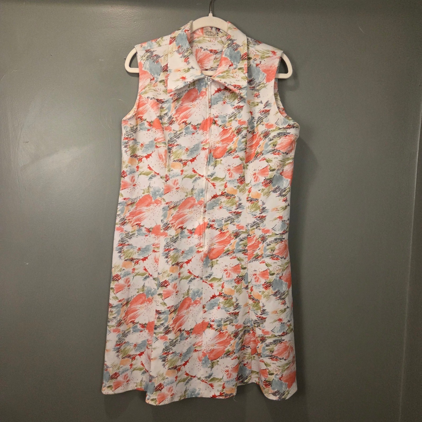 Vintage John Abbott Sleeveless Half Zip Abstract Print Dress, 42&Prime; Bust, 38&Prime; Long