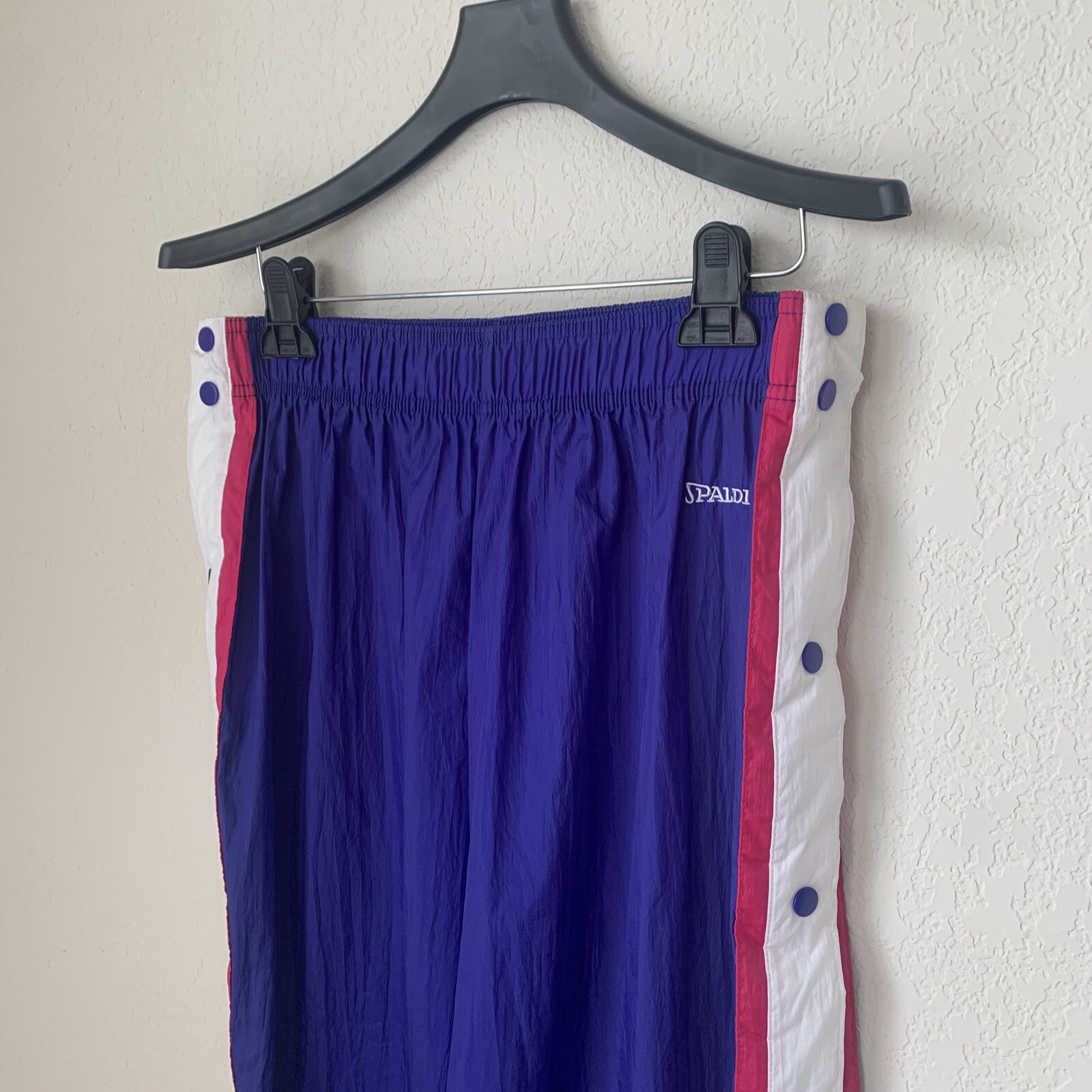Spalding TEAR-AWAY PANTS Nylon Snap Purple Hot Pink X-Large Vintage 1980’s 90’s