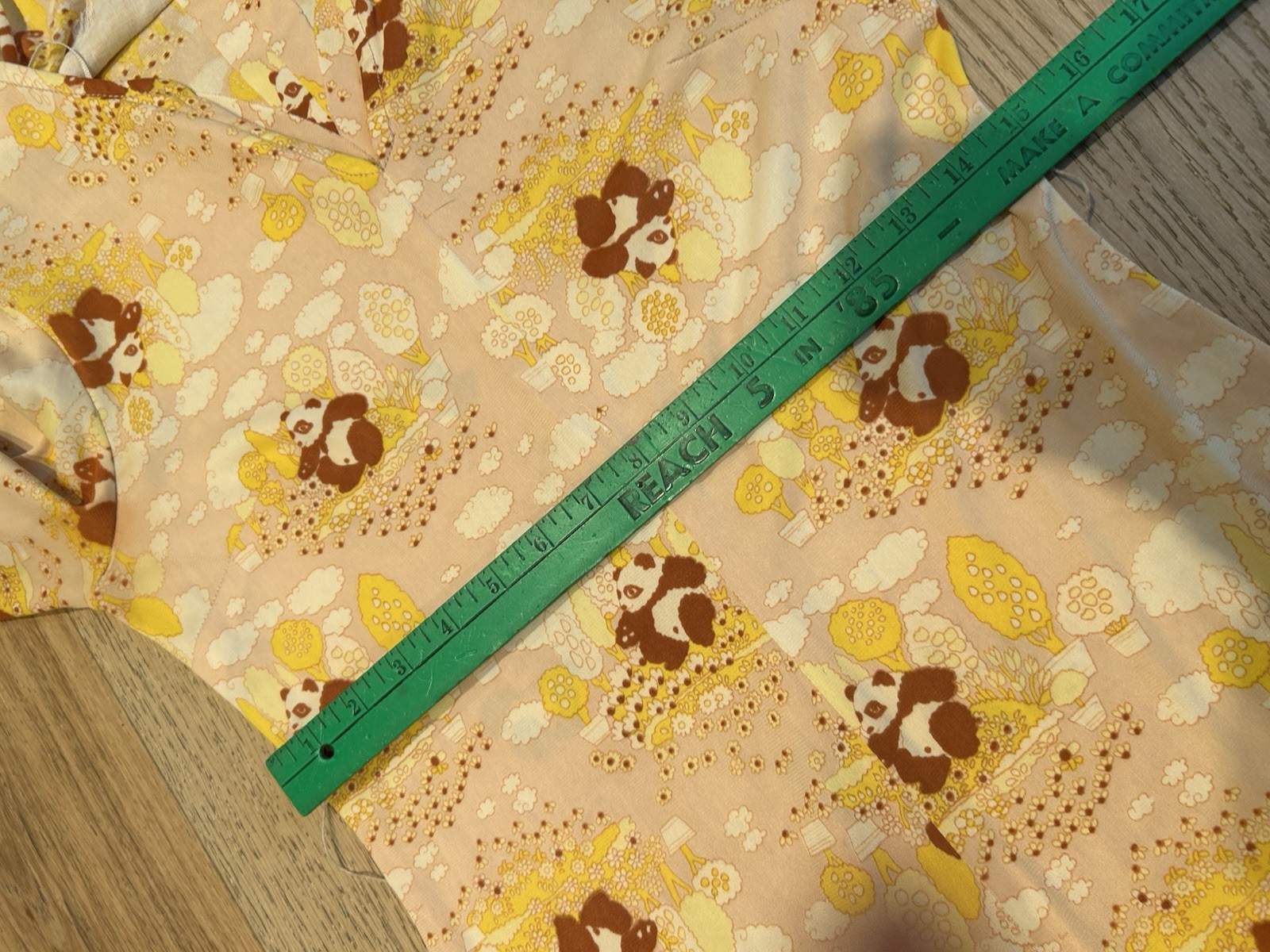 Vintage 1970’s Dress Women’s Multicolor Panda Print Novelty Midi Disco Everyday