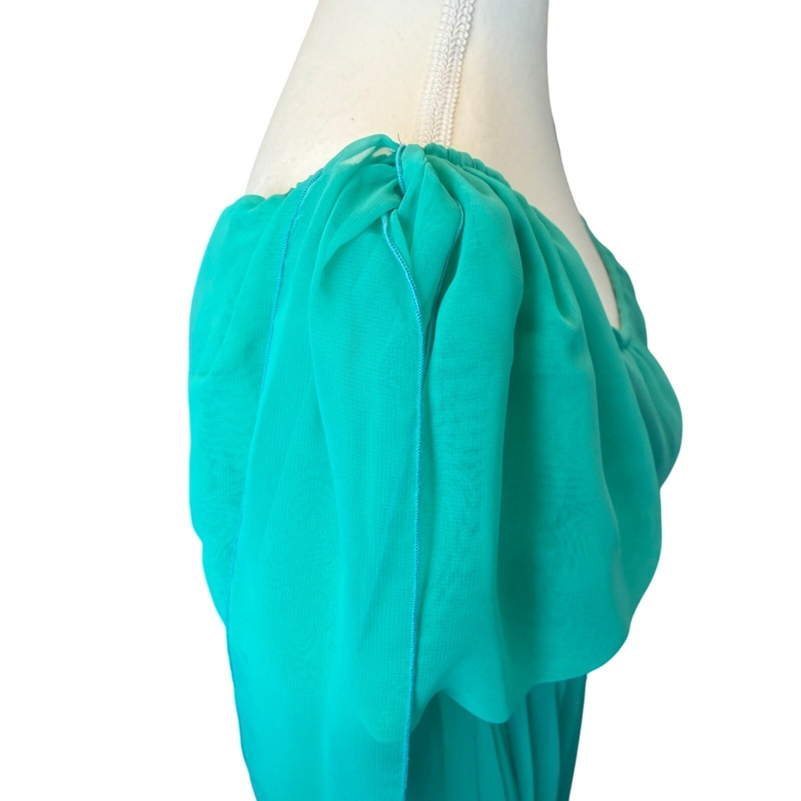 VTG House of Bianchi Gown Sz XS 0-2 Maxi Dress Empire Aqua Cottagecore Romantic