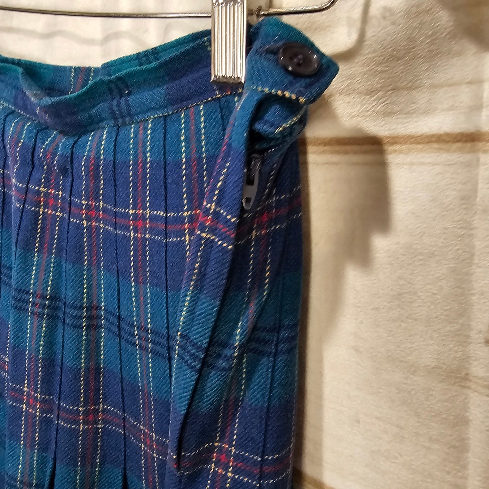 Pendleton Vintage 80s Skirt Womens Small 100% Virgin Wool Blue Plaid A-Line