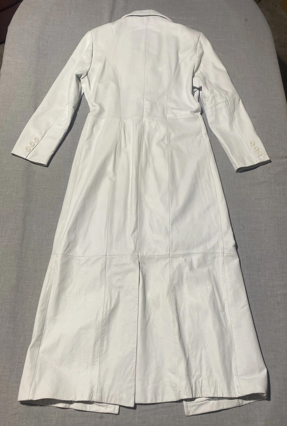 VTG Wilsons Leather Máxima Women&rsquo;s White Long Duster Trench Coat Medium Y2K 90s