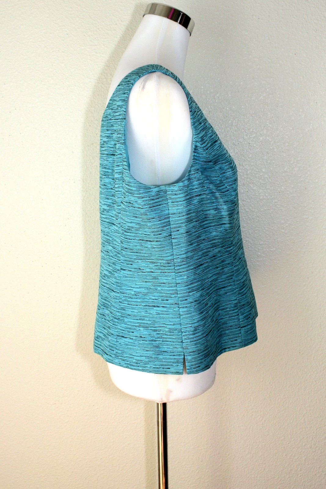 VTG Quiet Luxury Y2K KASPER Set Jacket & Sleeveless Top Sz 12P Turquoise Black *