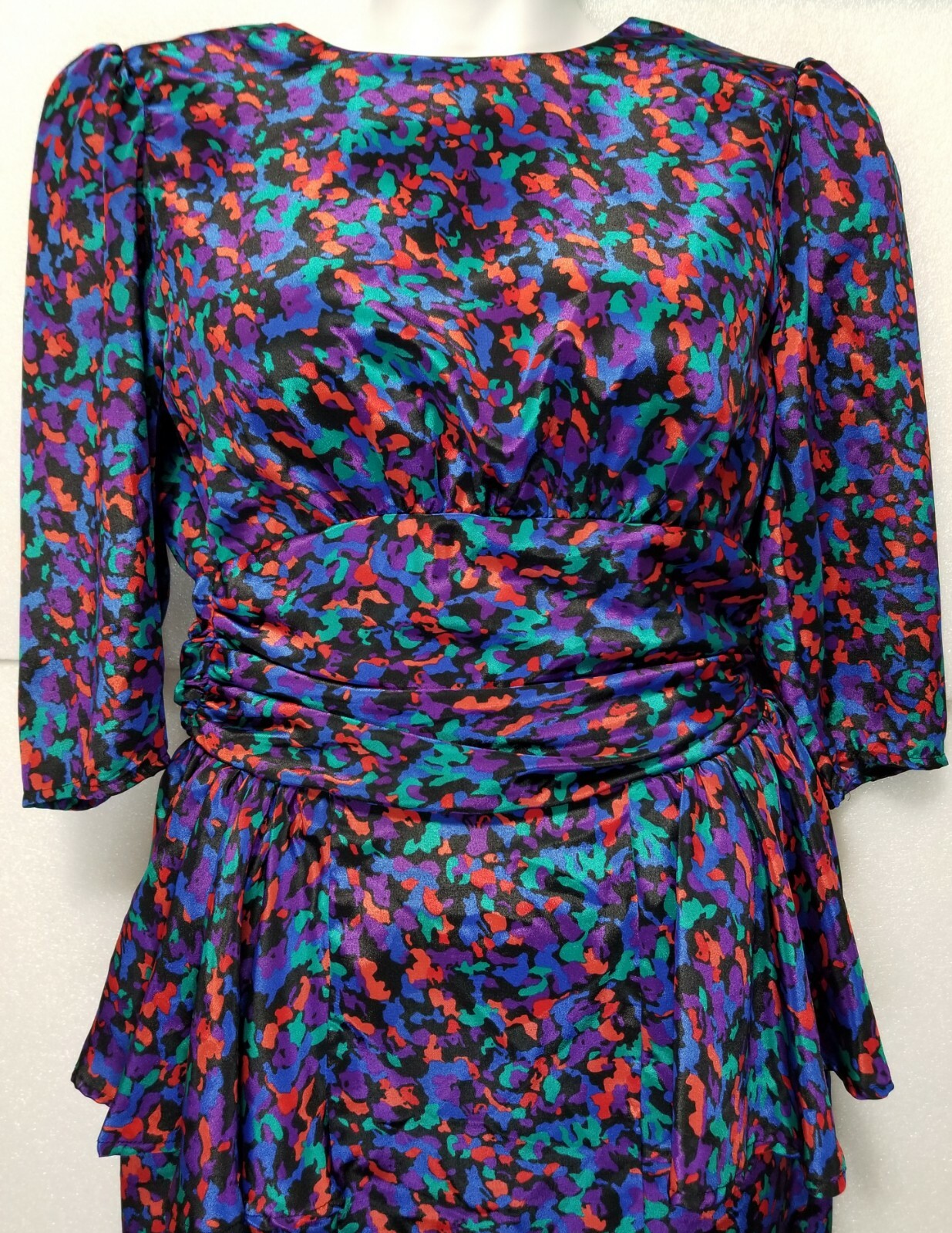 Vintage SHELLY MICHAELS multicolor Dress Size 5/6 Silk (42 long)