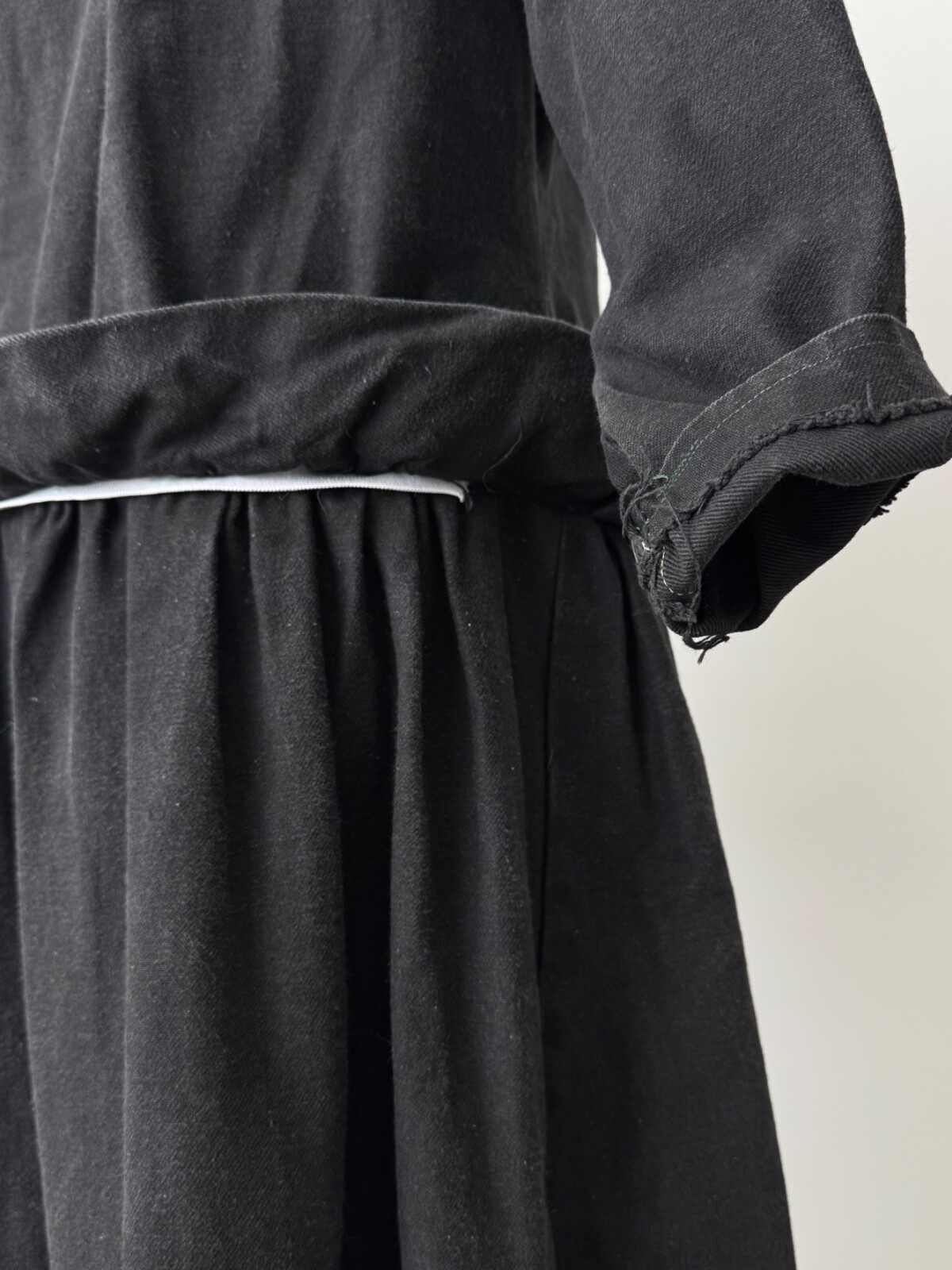Antique 1900s European Work Women’s Black Cotton Maids Dress