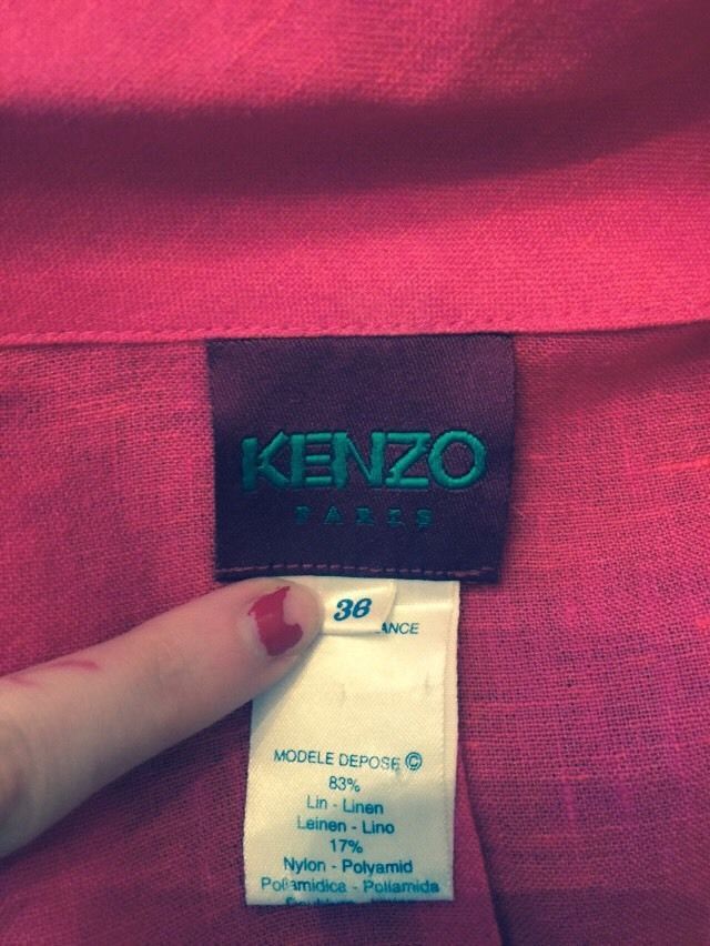 VTG KENZO Paris Fuchsia Button Front Linen Jacket SZ 36 Made in France CUTE
