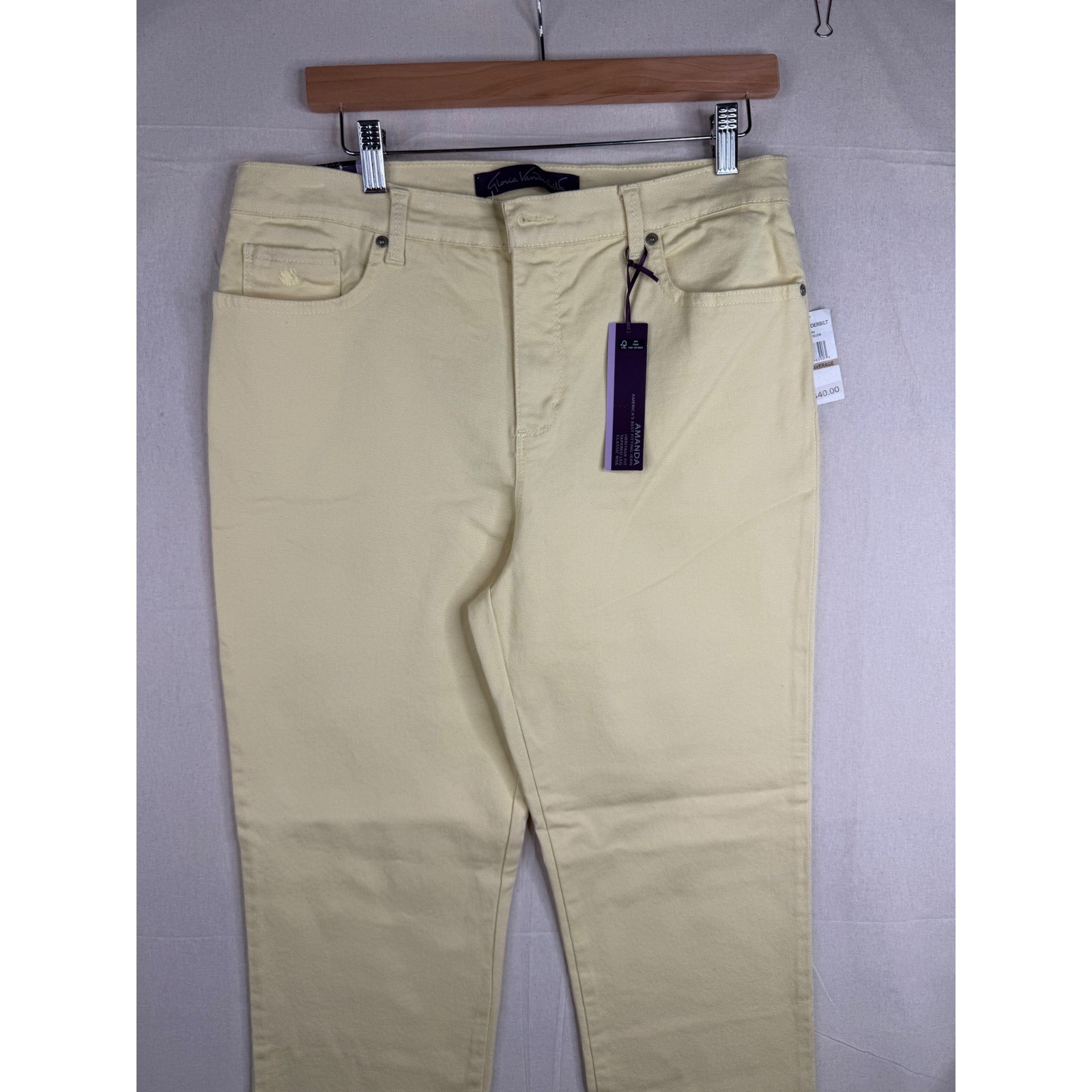New Gloria Vanderbilt Amanda Jeans size 12 Petite Light Yellow