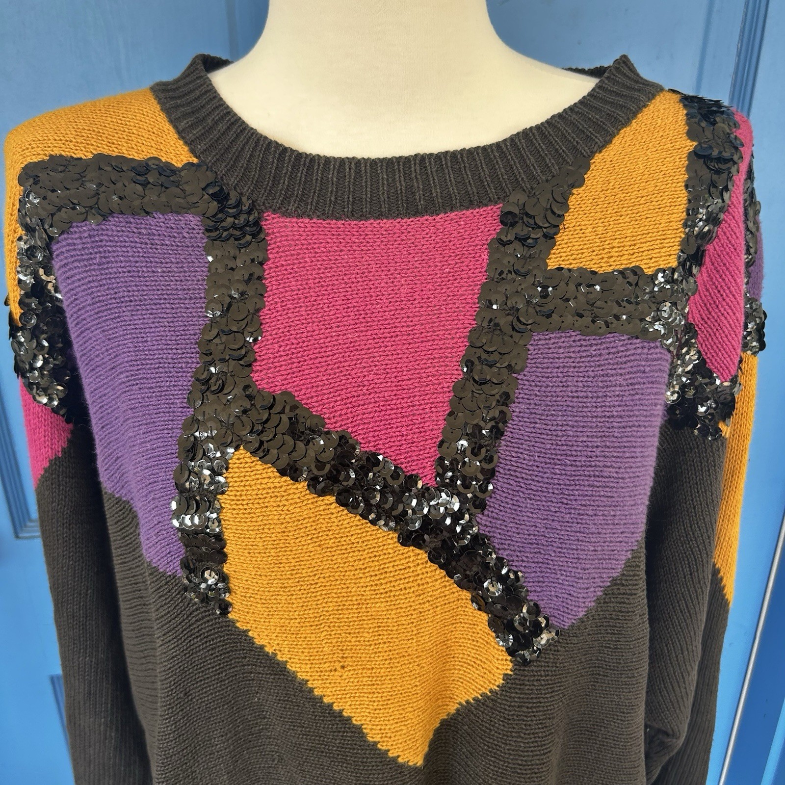 Vintage Extra Point by Reference Point 3x Ramie/Cotton Blend Black With Sequins