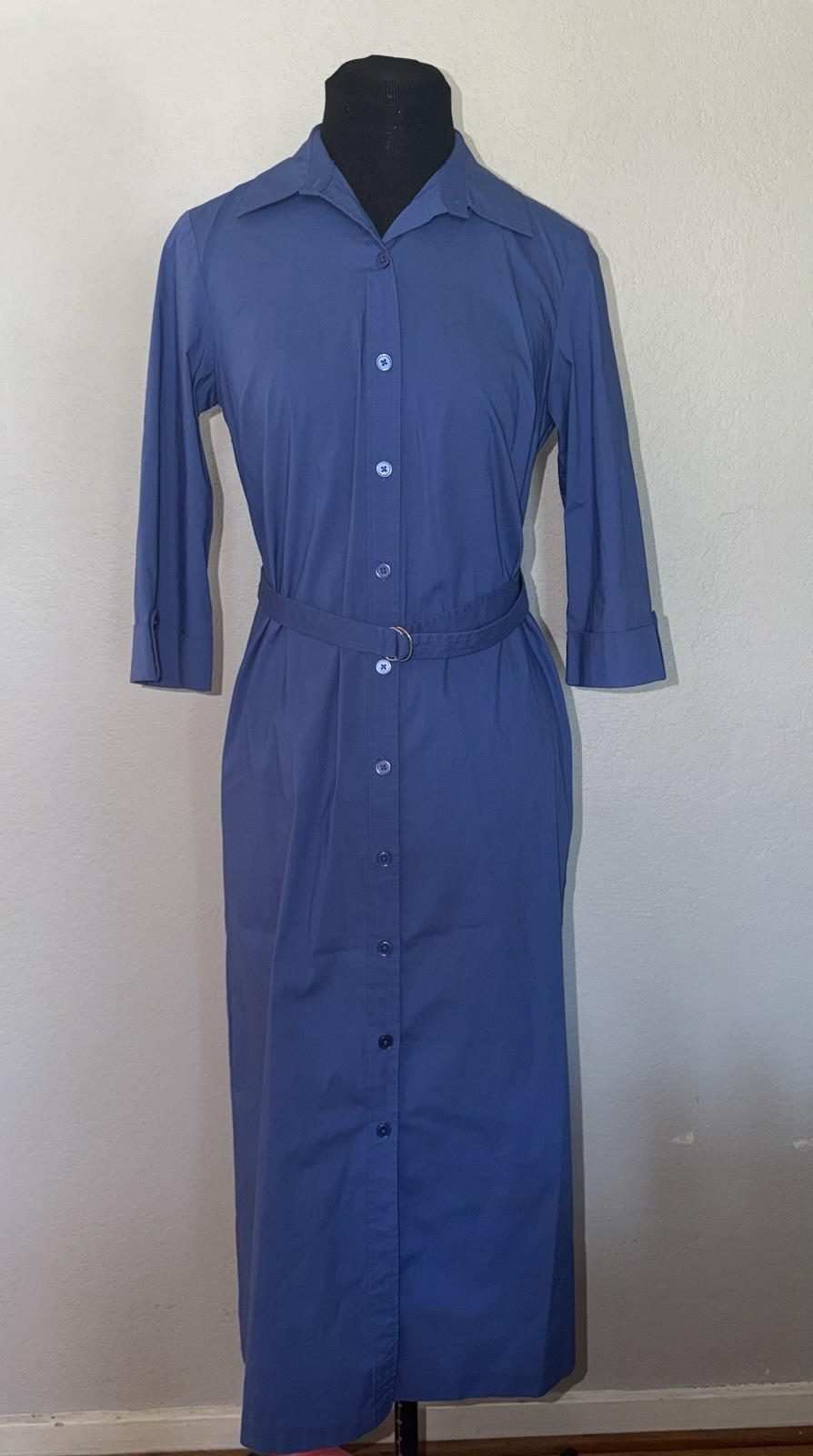 Talbots Peri Blue Iridescent Rockabilly Pencil Dress Pockets Bow 6 Petite