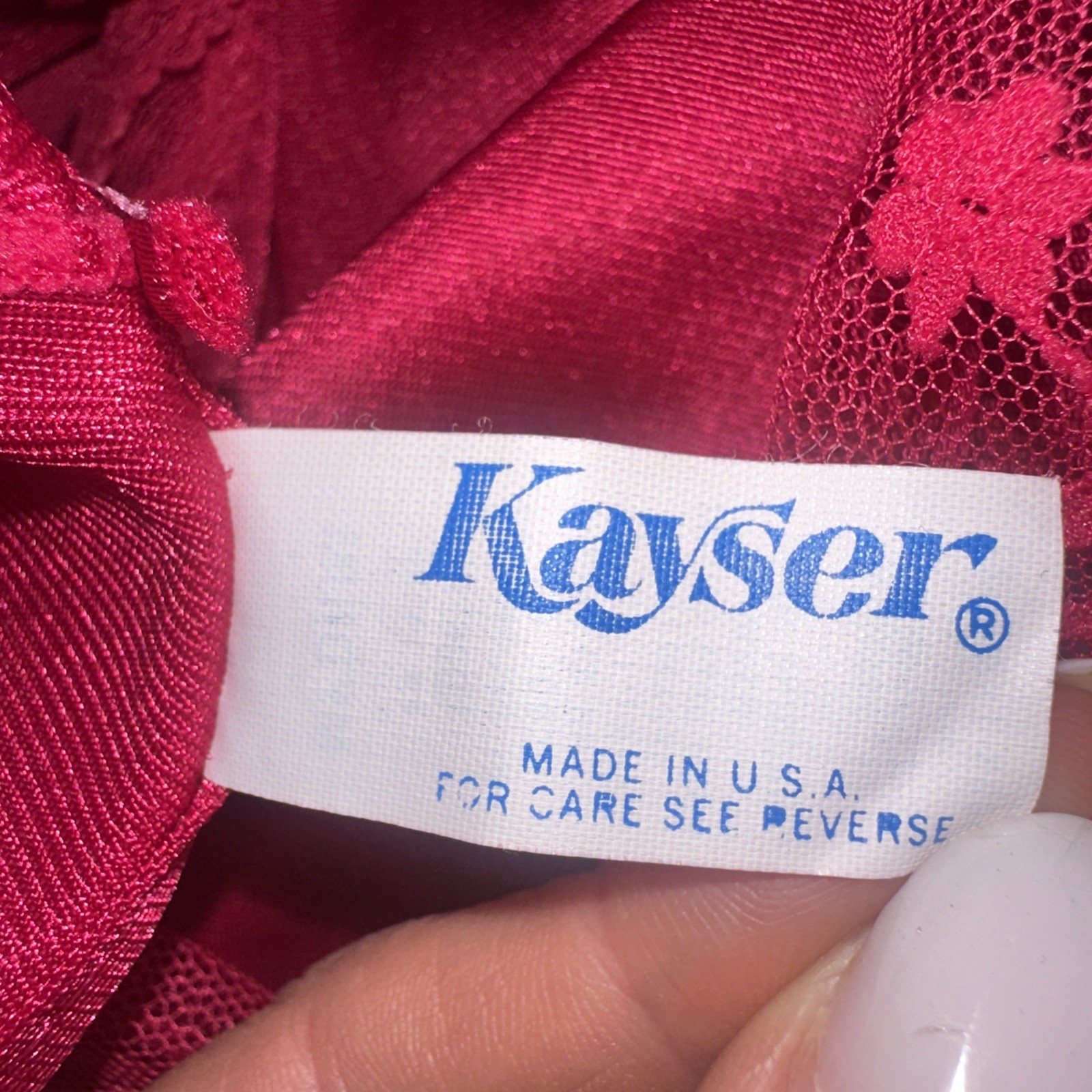 Vintage Kayser Size Medium Pink 100% Nylon Open Side Lace Full Length Nightgown