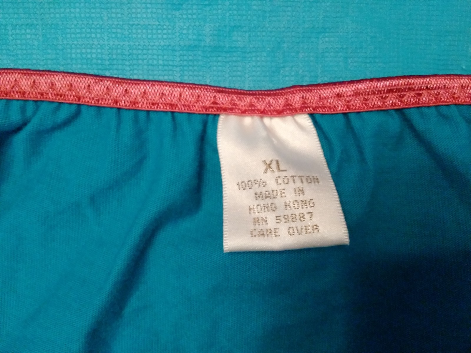 Panties Vintage String Bikini Blue 100% Cotton Size XL Hong Kong