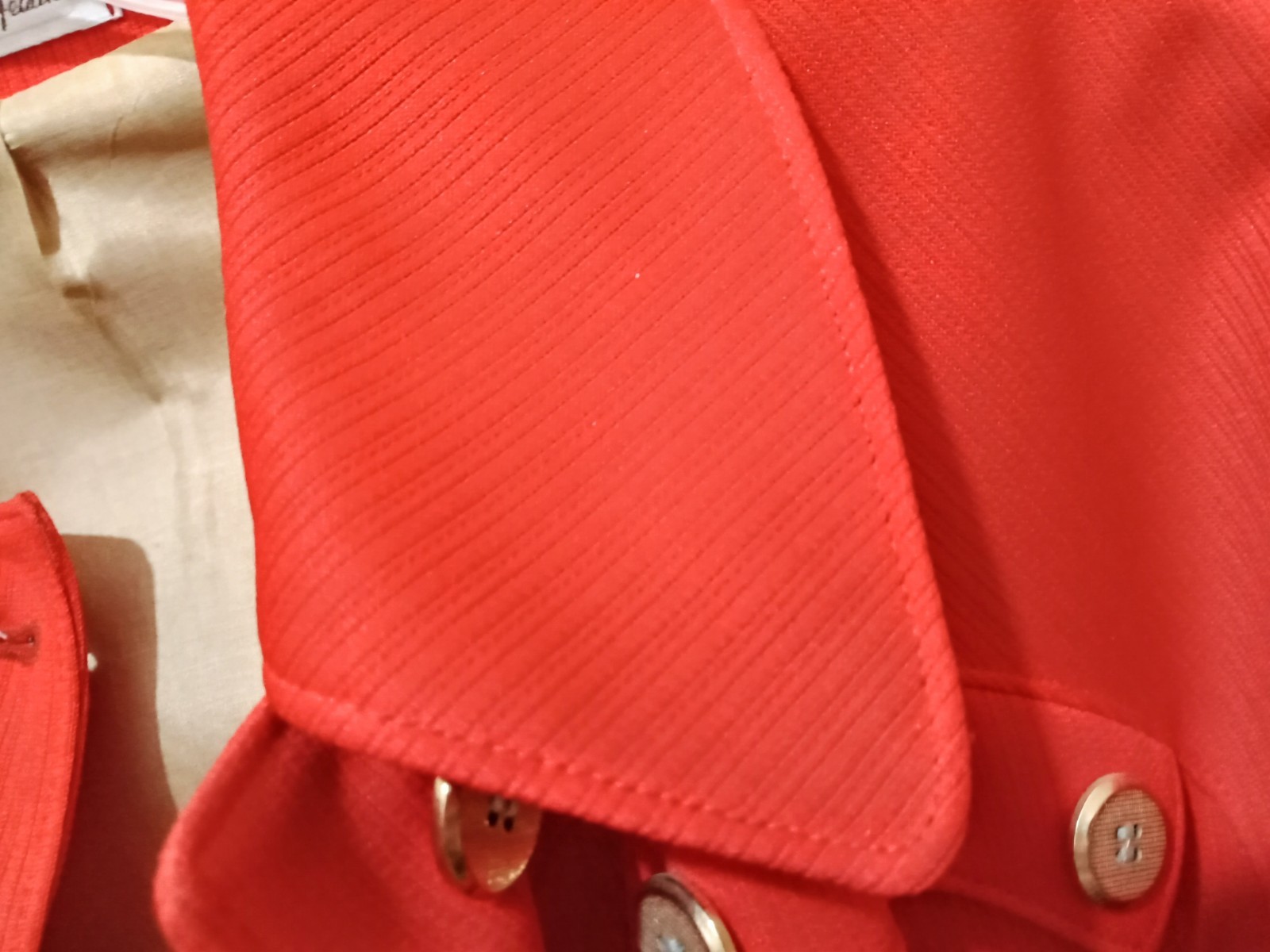 Vintage Mod Misty Harbor Persimmon Orange Coat 16 Tall Brass Buttons
