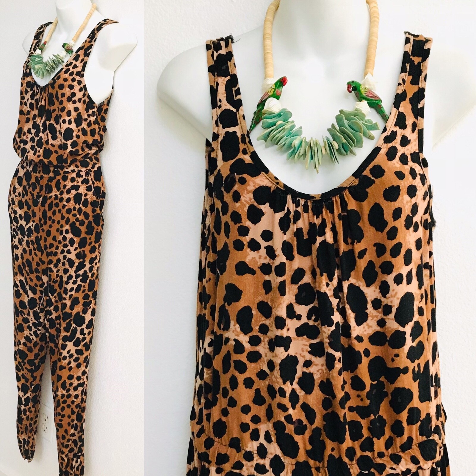 Vintage 90’s Slouchy LEOPARD JUMPSUIT S / M As-Is
