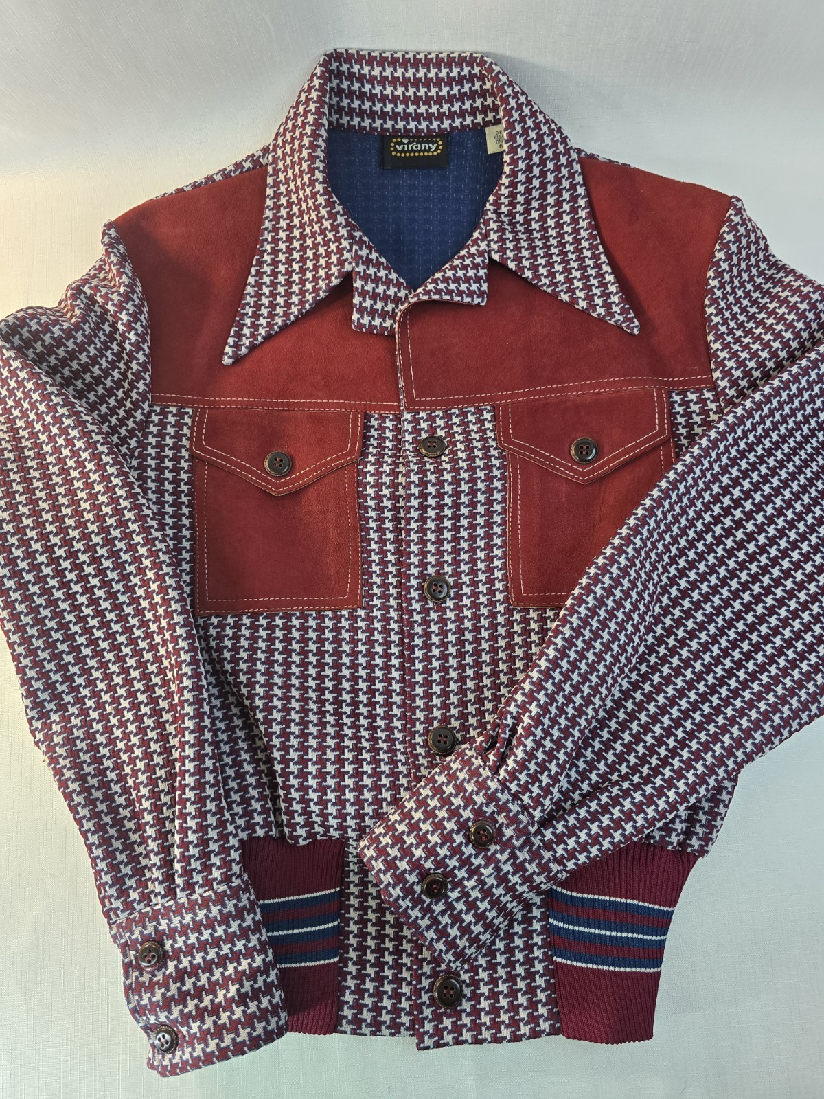 Vintage Virany Suede and Houndstooth Mid-century Outerwear Jacket. Women&rsquo;s