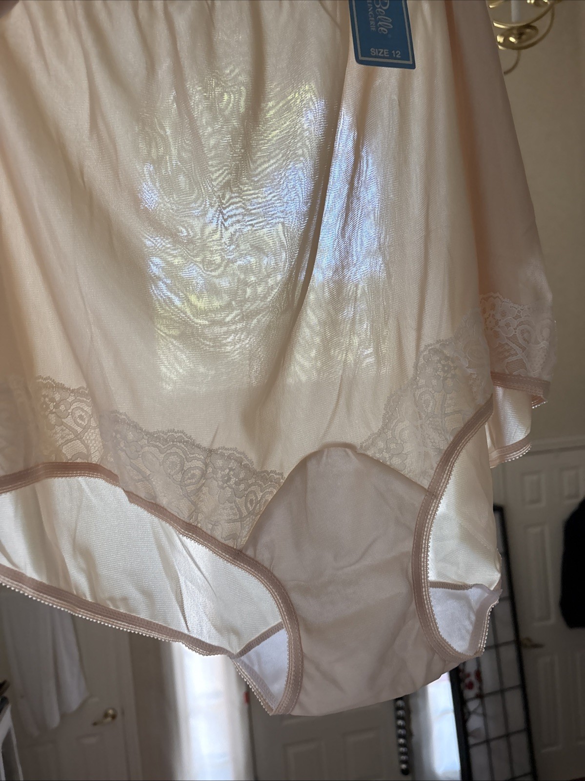 Vintage nwt Dixie Belle tan granny Panties White Lace Detail Style 01232 Size 12