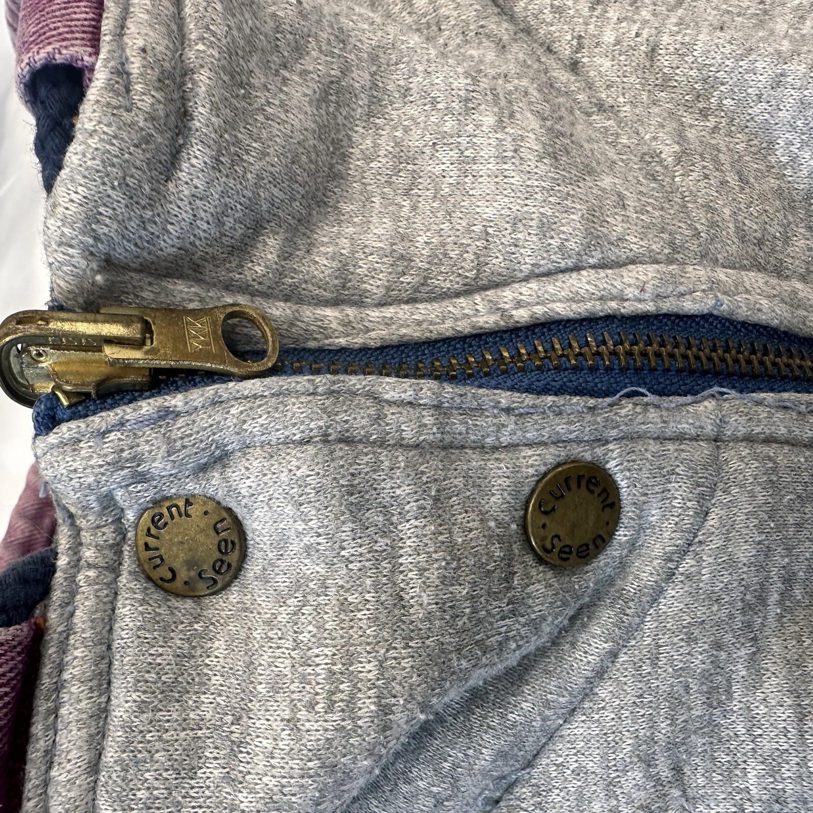 Vintage Reversible Denim Long Jacket With Grey Sweatshirt Interior Size 22 Wide