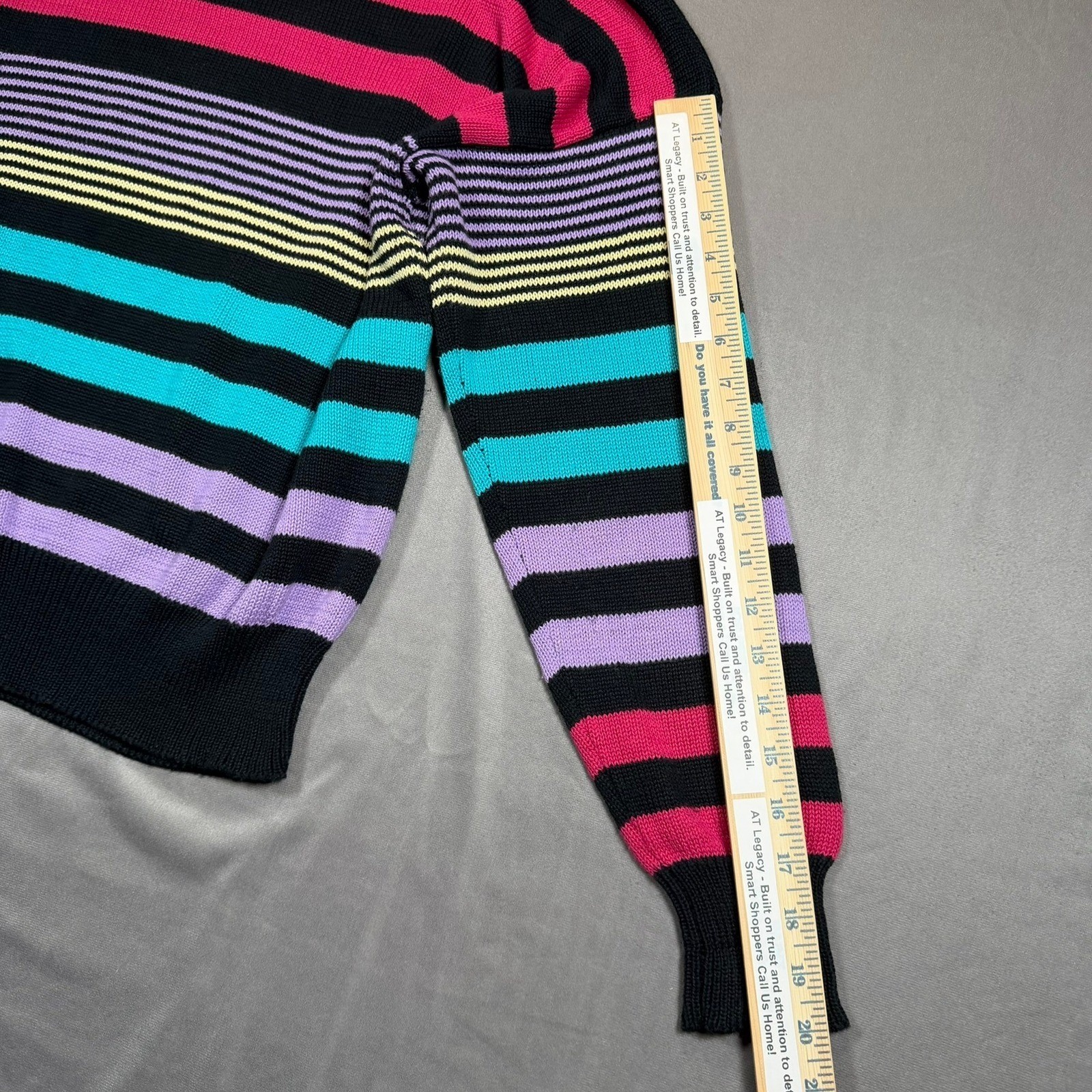 Jordache Vintage Womens Medium Multicolor Striped Knit Boat Neck Sweater Casual