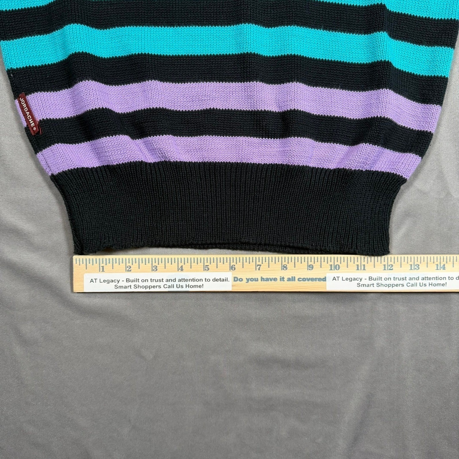 Jordache Vintage Womens Medium Multicolor Striped Knit Boat Neck Sweater Casual