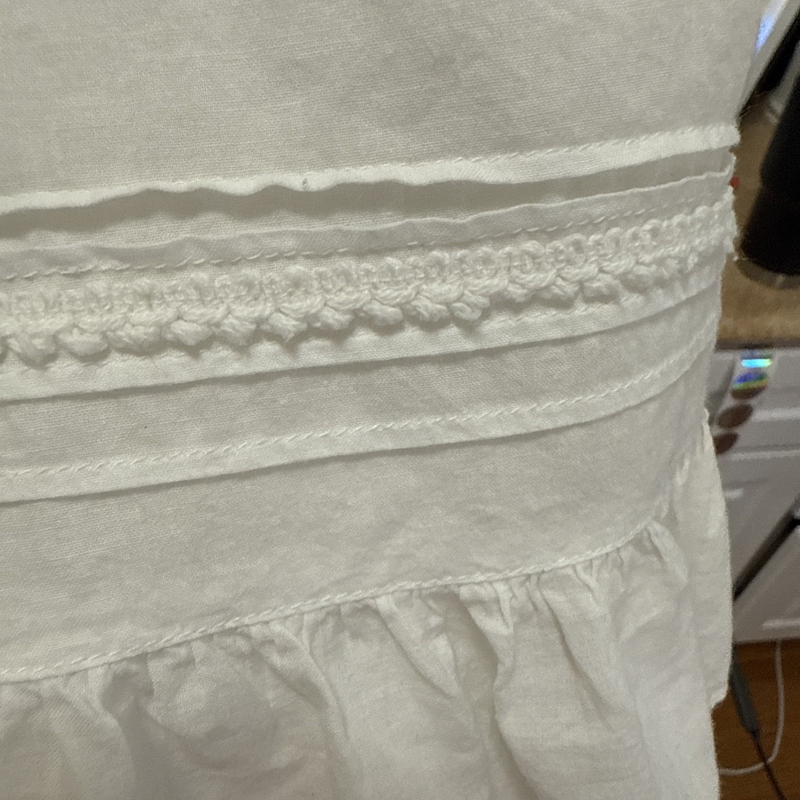 Gilligan O&rsquo;Malley Nightgown Small White Cottagecore Embroidered Pintuck Vtg