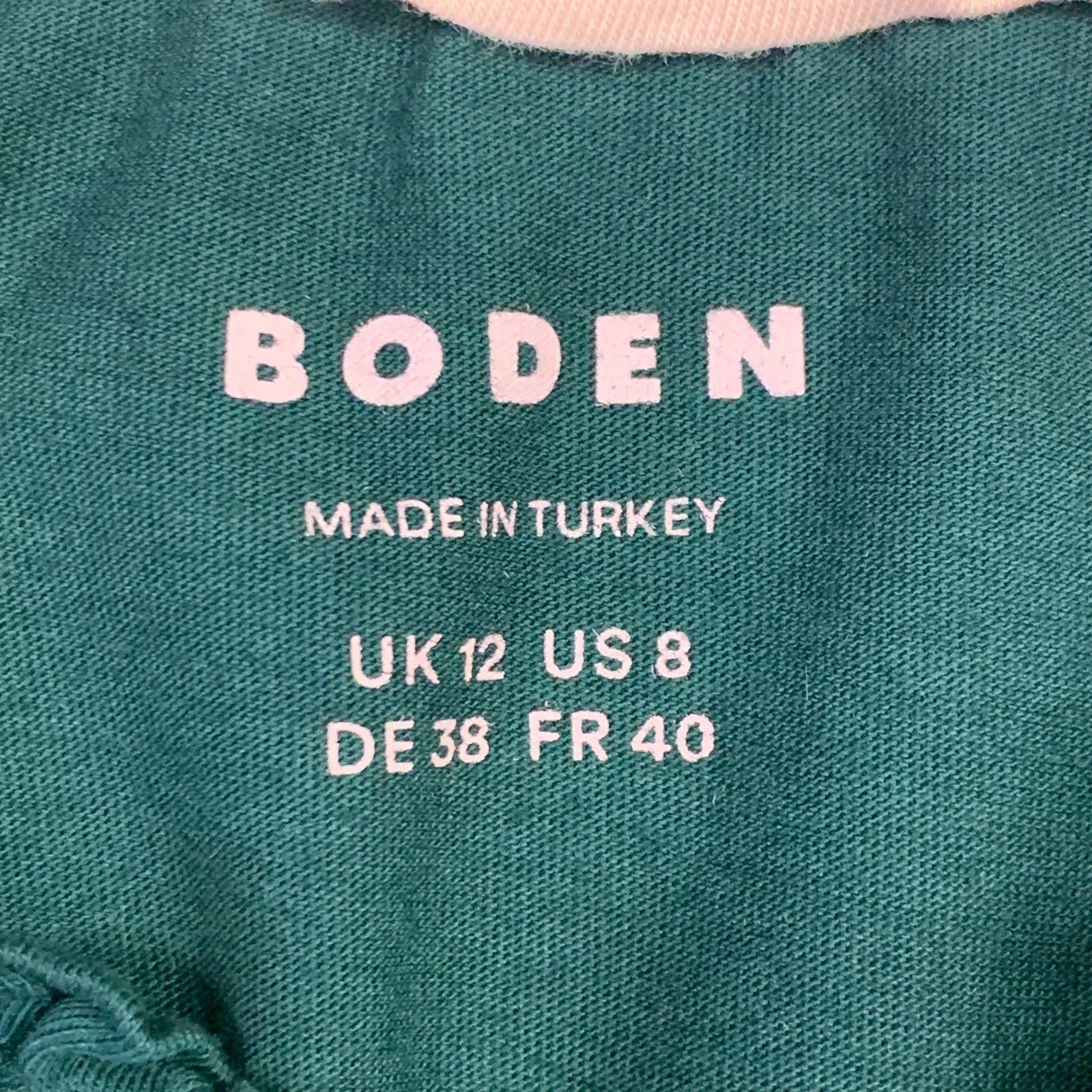 Boden Womens Forest Green Ruffled Henley Top Long Sleeve Puff Shoulder Size US 8