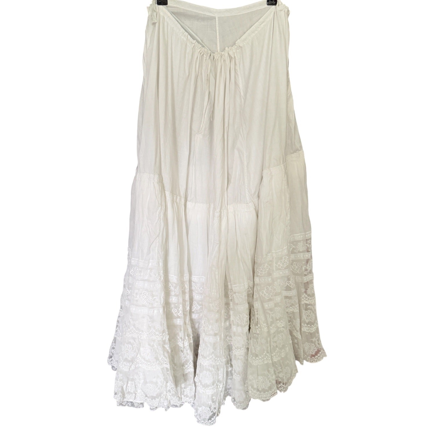 Antique Layered petticoat Double layered lace hand embroidered skirt maxi