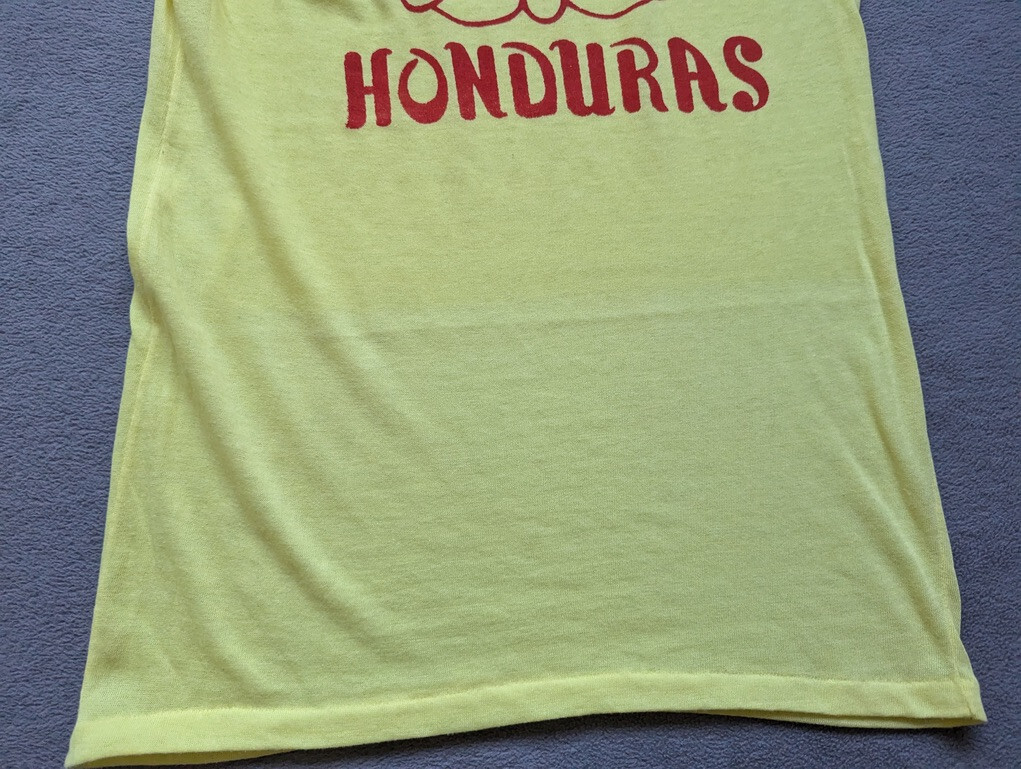 Lancer Vintage 70s 80s where the hell is Honduras yellow shirt womens size 36