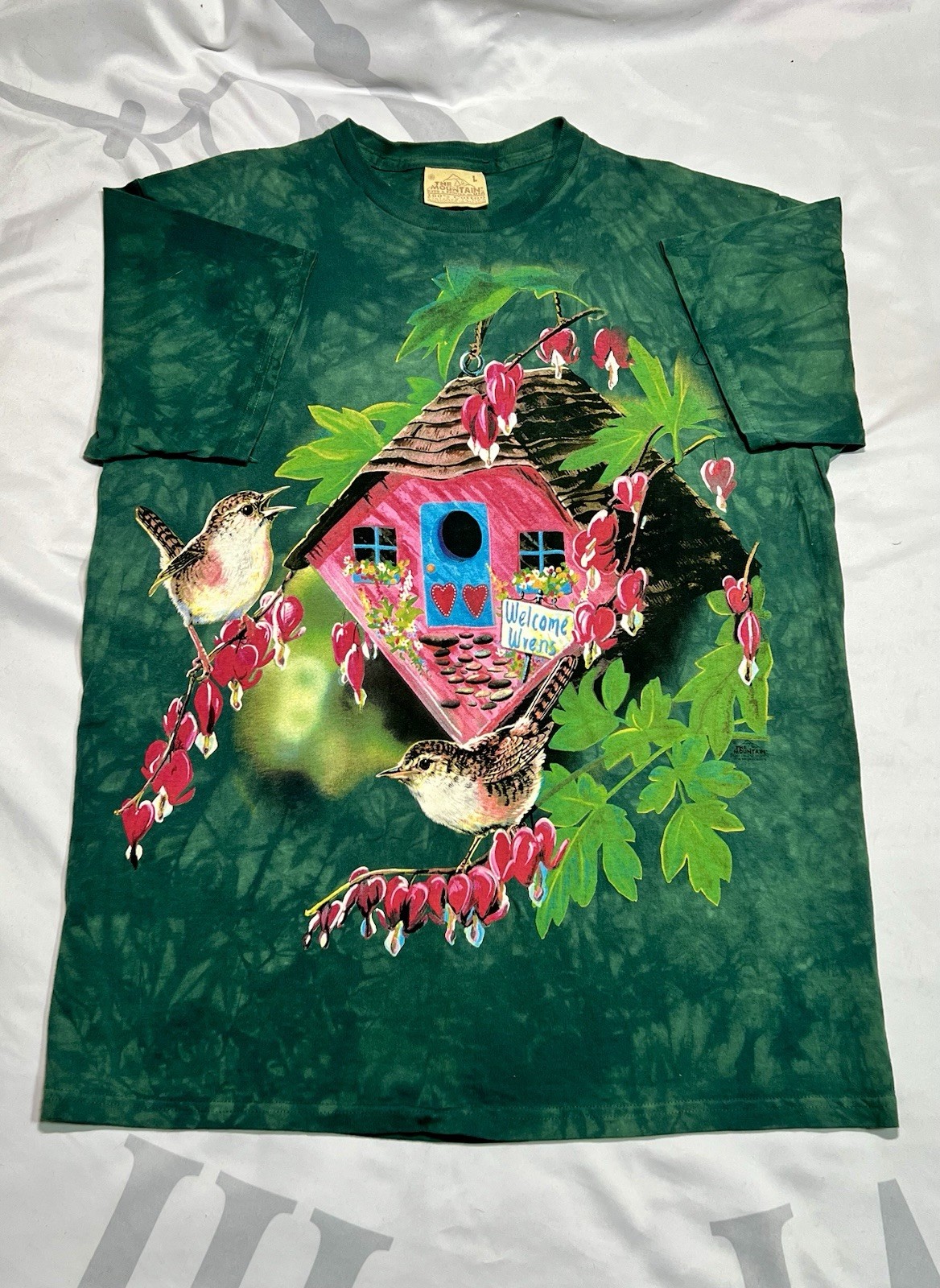 Vtg 2001 The Mountain Birdhouse T-Shirt NWT Deadstock Organic Cotton Wren Bird L