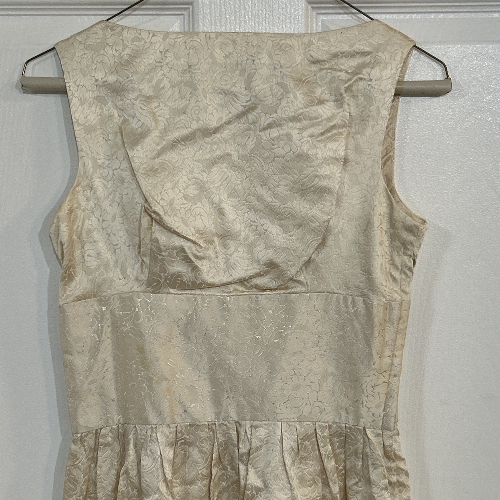 GORGEOUS Vintage Lined Handmade Silk Dress , Jacket /Cape & Shawl XS Ivory
