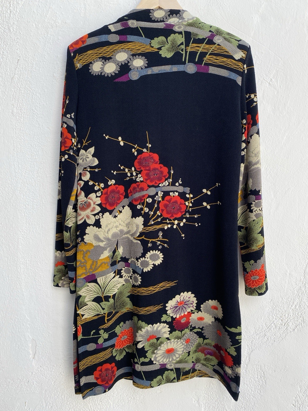 Vtg Connie’s Moonlight Duster Light Weight Coat Floral Asian USA Art To Wear