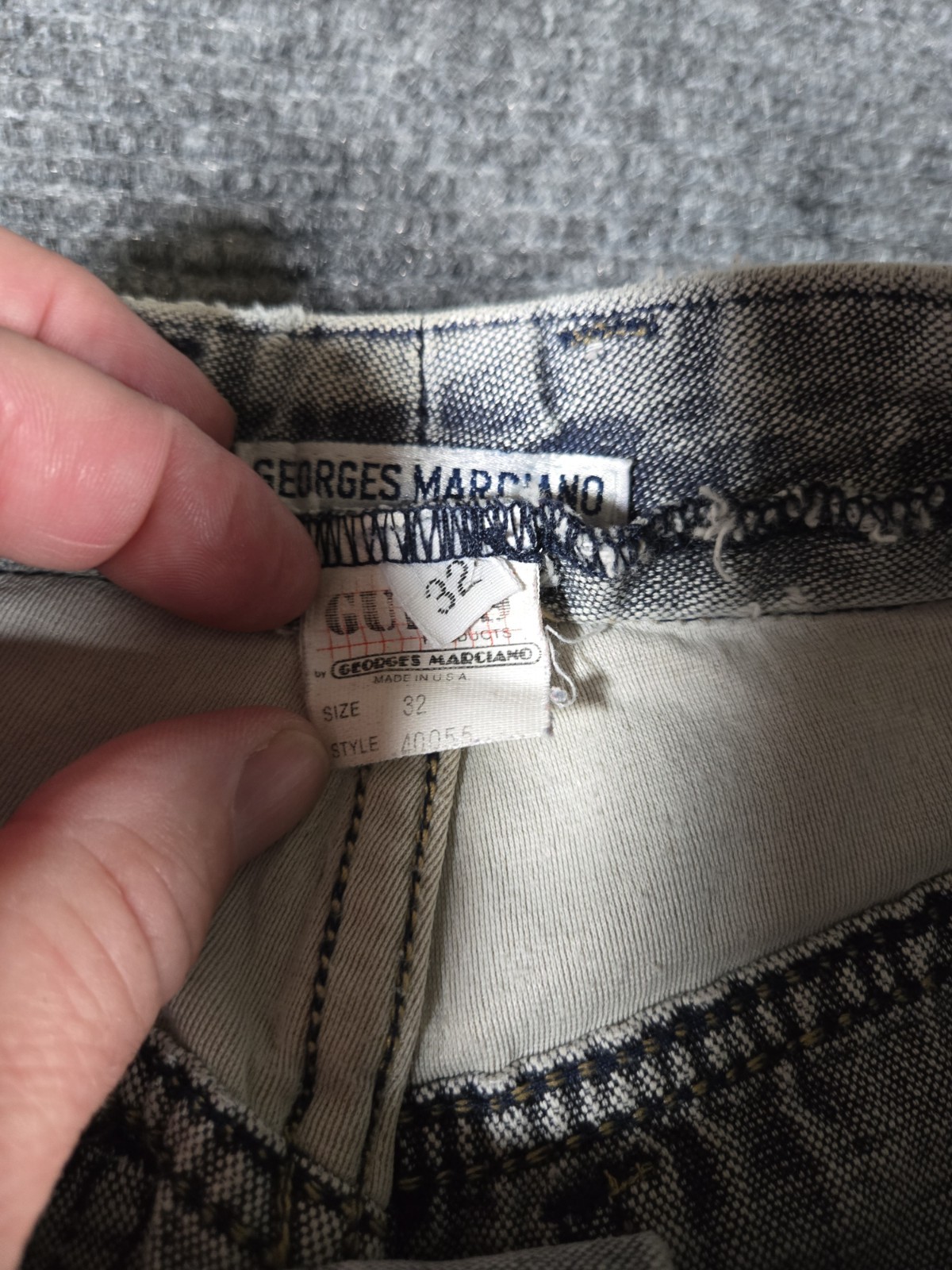 VTG Guess Mom Jeans High Waist Denim Leather USA Georges Marciano Distressed 32