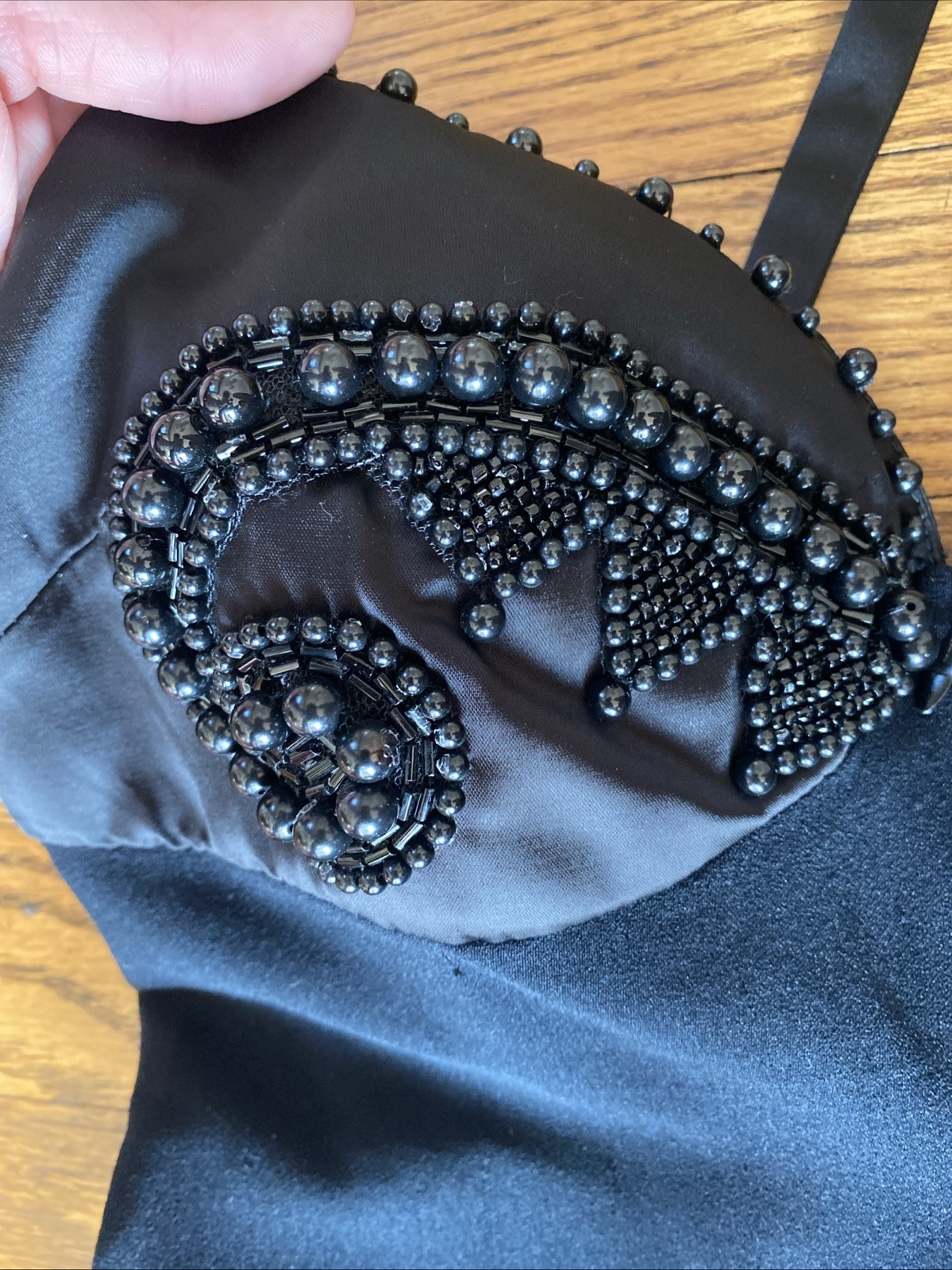 Vintage 1990s Black Byblos Beaded Catsuit Jumpsuit Bodysuit AS IS