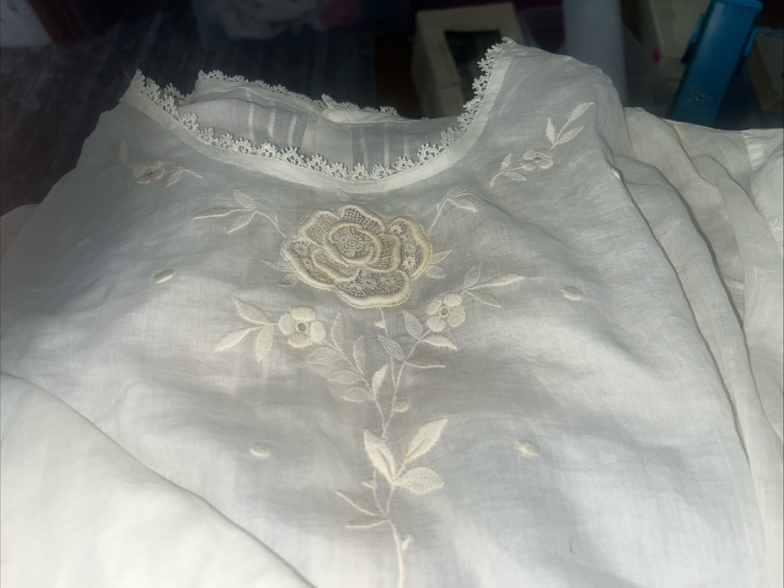 Authentic Victorian woman&rsquo;s blouse, Open Embroidery Bust 40” Length 17”