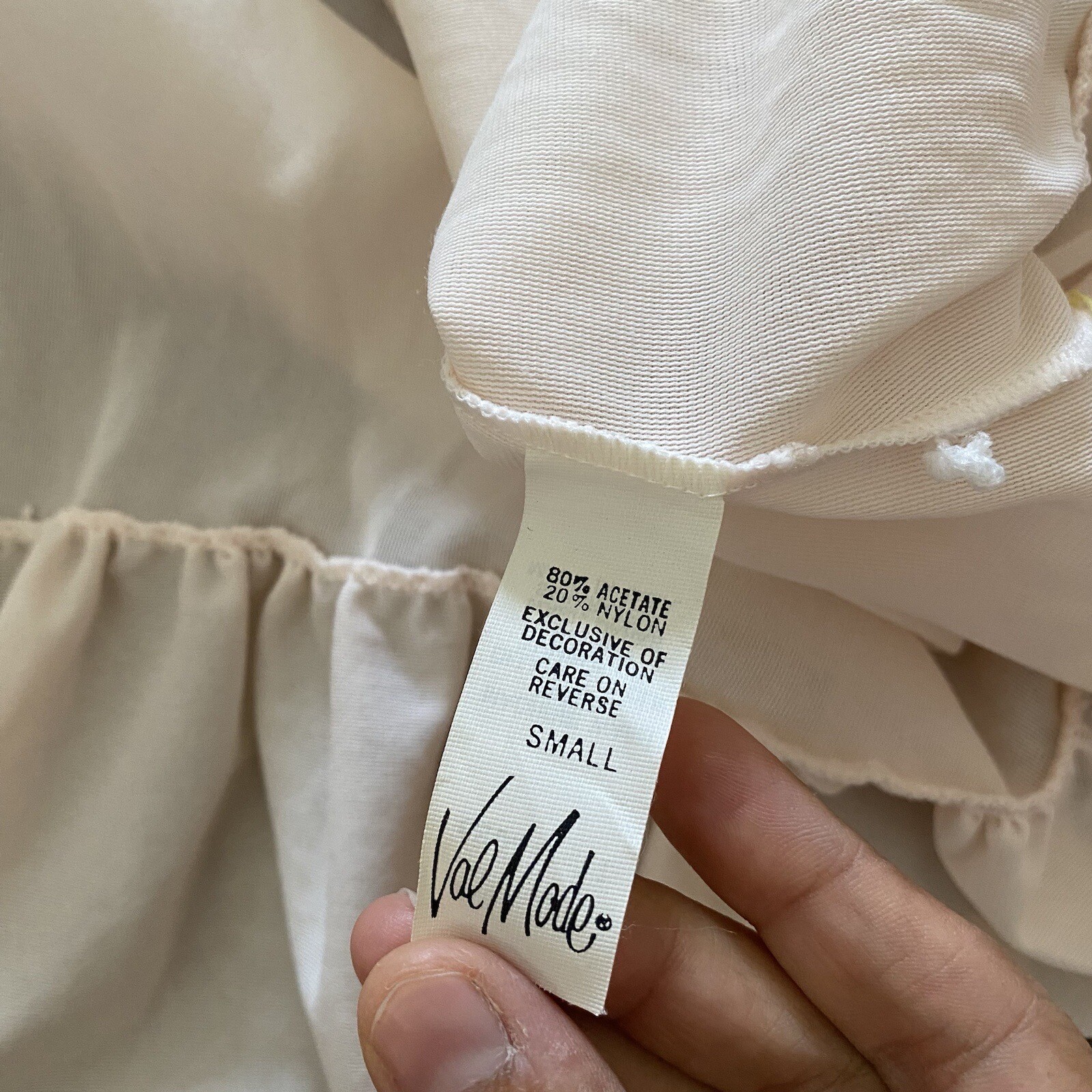 VTG 70&rsquo;S VAL MODE WHITE PINK LACE NYLON BLEND NIGHTGOWN SZ S