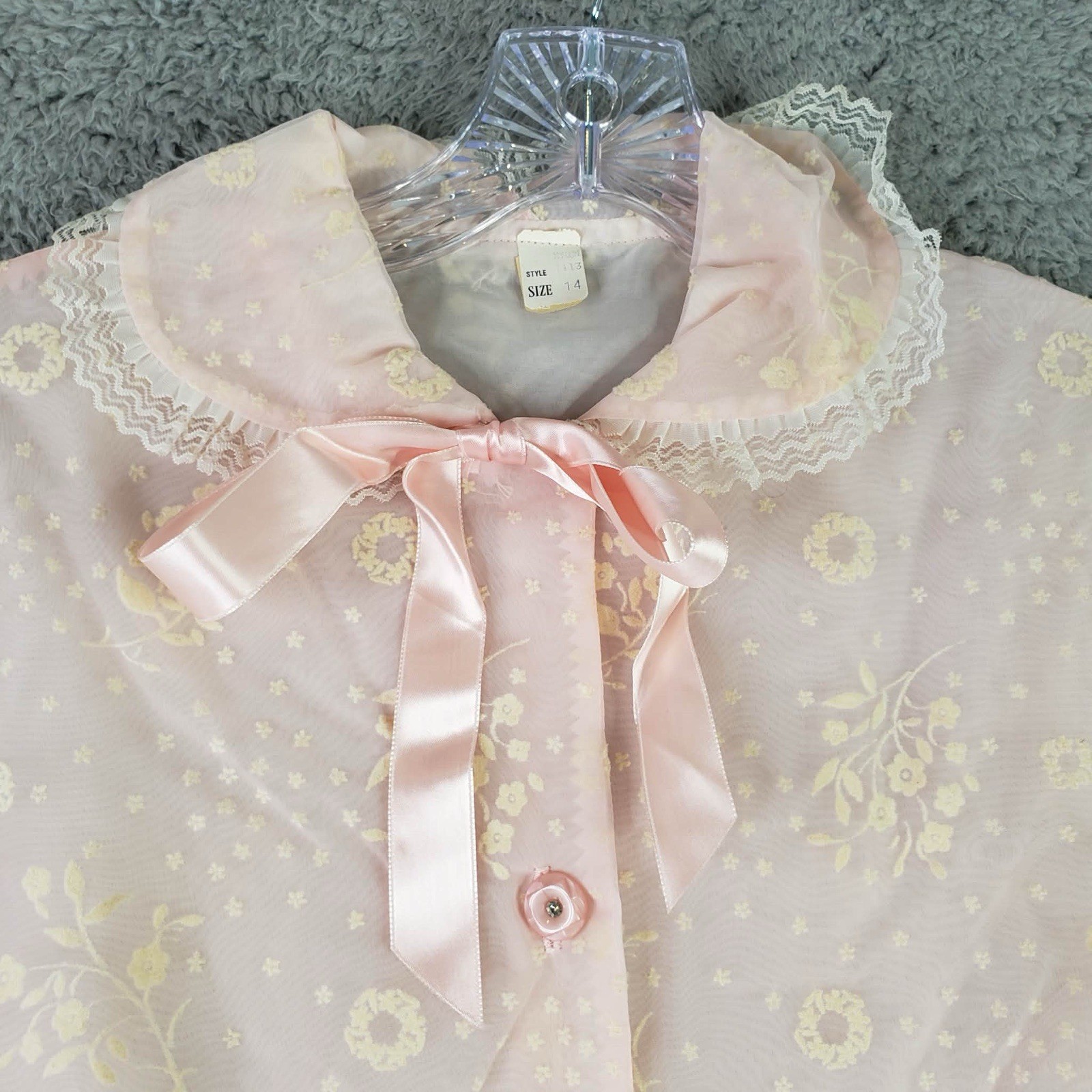 VTG JCPenney Elegant Sheer Chiffon Peignoir Robe Lingerie Nightgown Large 14