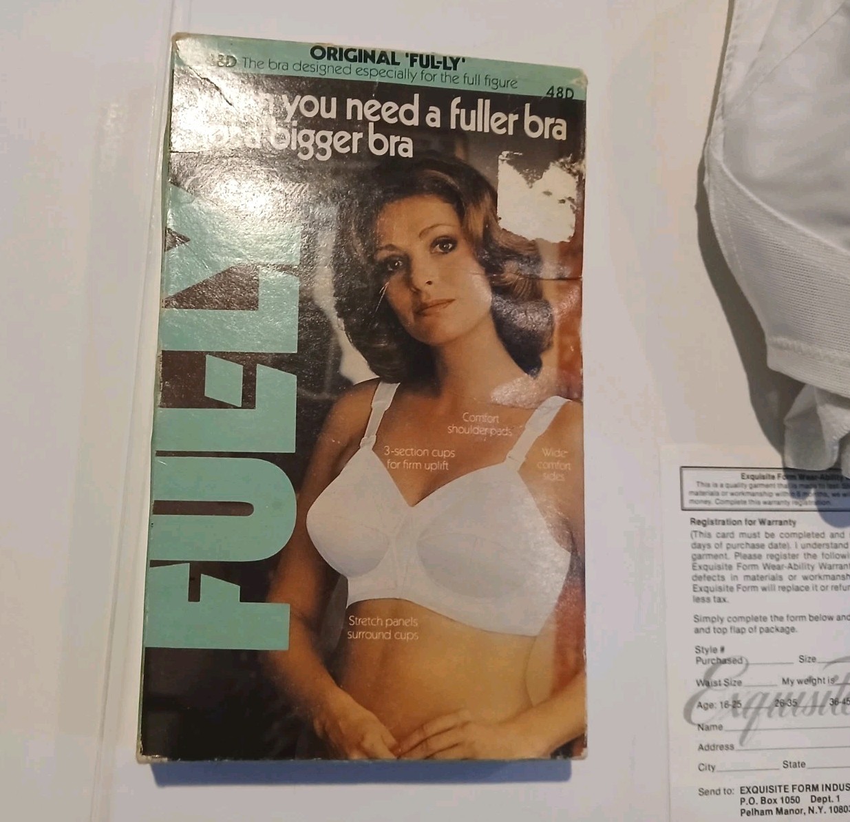 Vtg Exquisite Form Original Ful-ly Full Figure Bra Size 48D White Firm Uplift