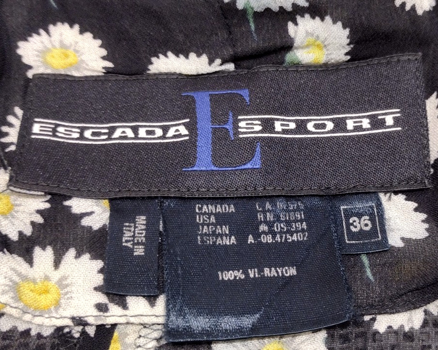 Escada Sport 1990s Daisies Sheer Sundress Grunge Cross Backless ITALY 36 Medium