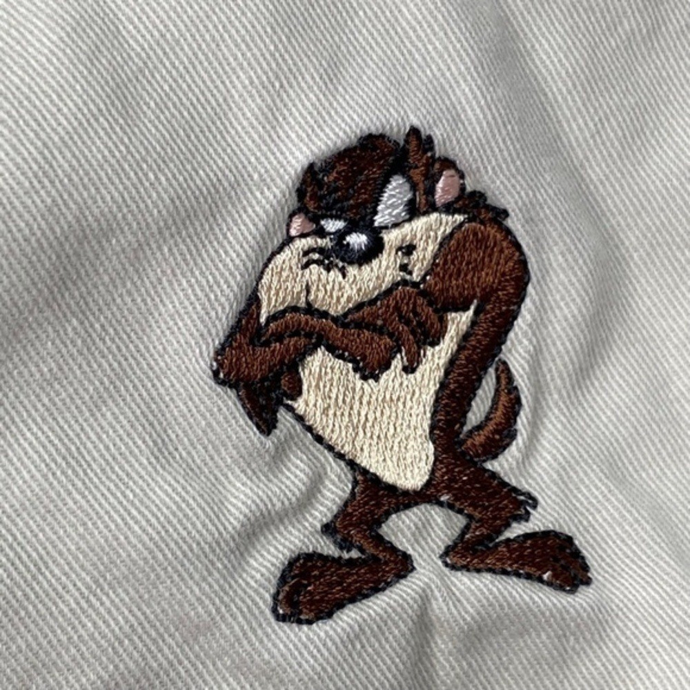 Vintage Shorts Warner Bros Studio Store Khaki Embroidered Taz High Waist Shorts