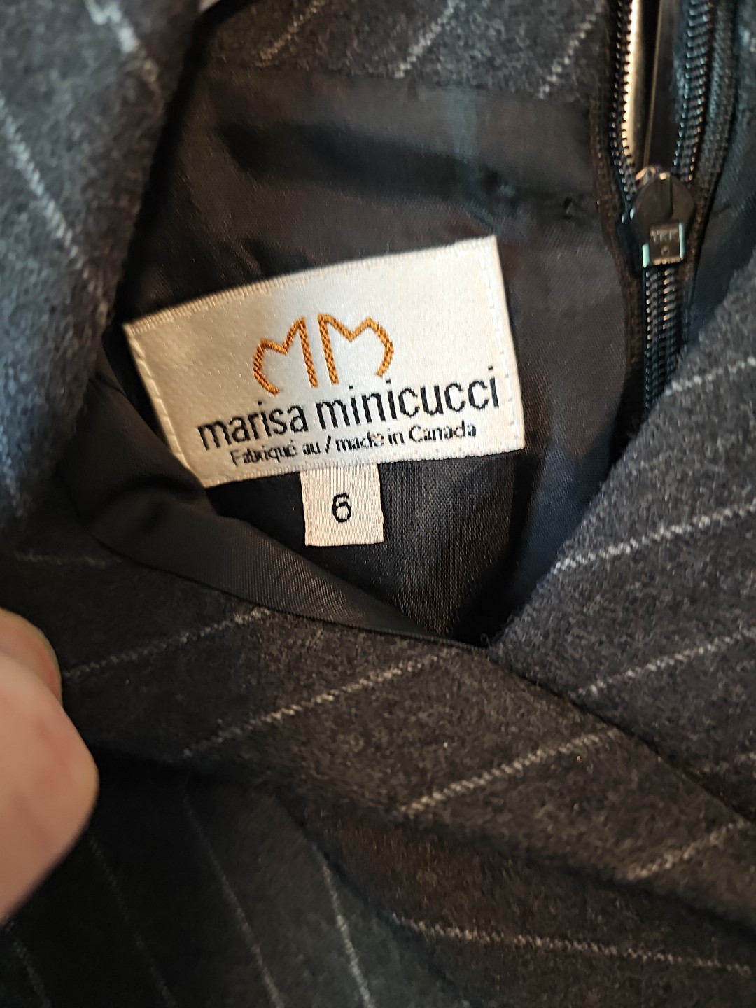 Marisa Minicucci Wool Cashmere Angora Dress Women Size 6 Grey Pinstripe Canada