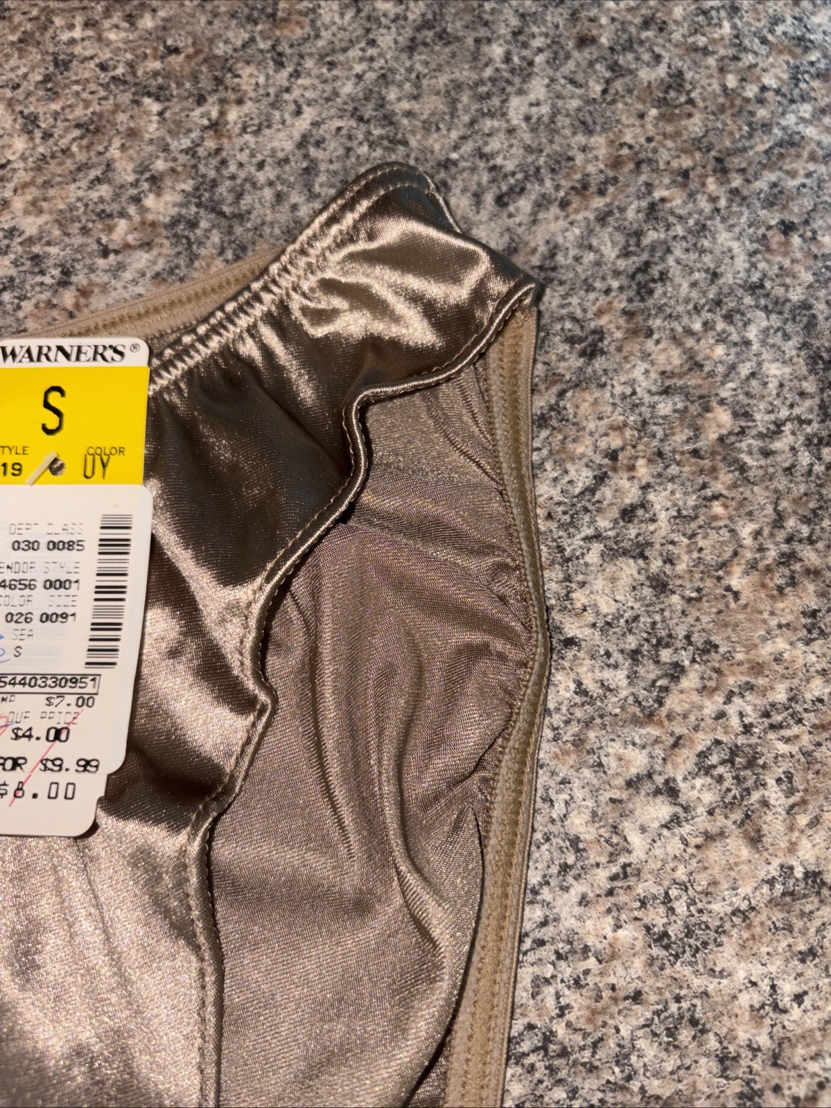 NWT Vintage Warner’s SHINY stretch Satin hi-cut Panties Small Nylon Champagne