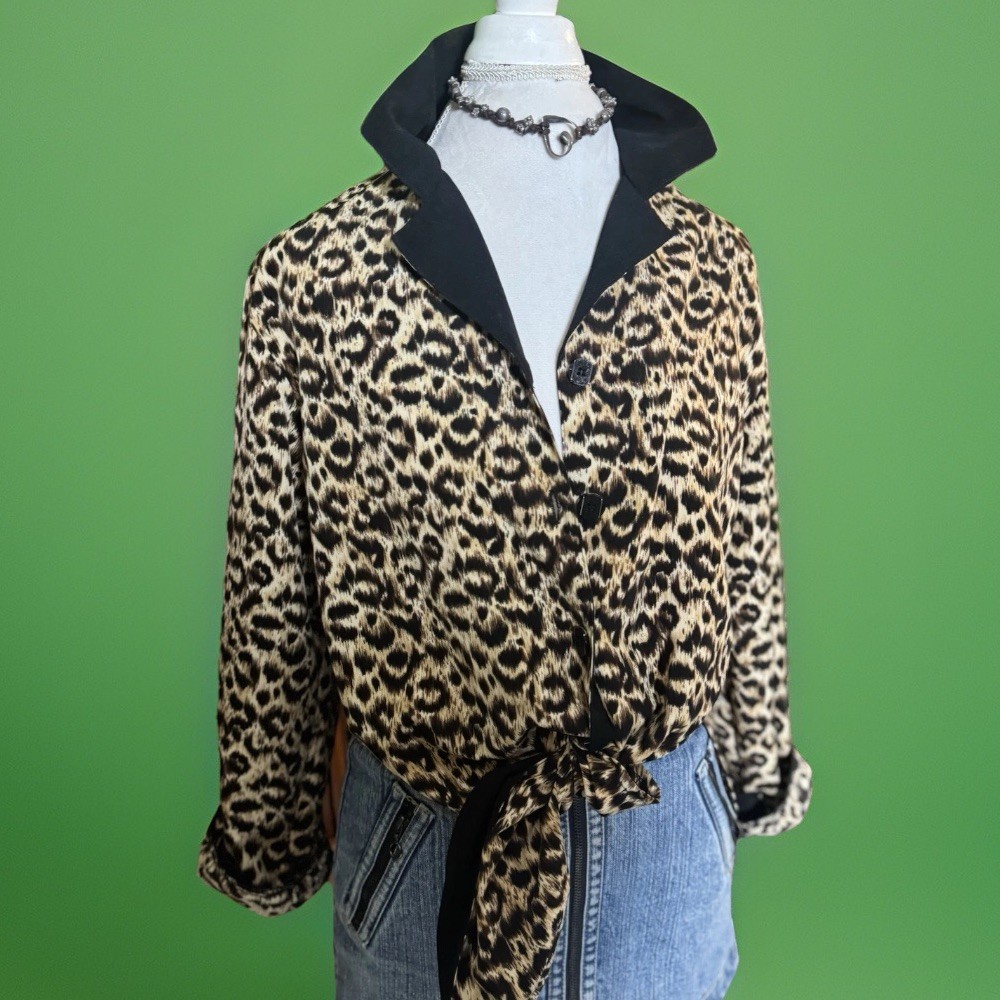 Leopard Vintage 80s/ 90s Oversized Blazer Dress Tunic | Mob Wife | Shoulder Pads