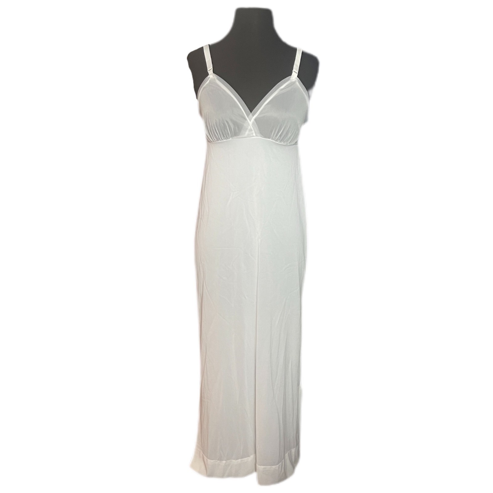 Vintage Intimates Womens White Full Slip Dress 46” Length Adjustable Strap Nylon