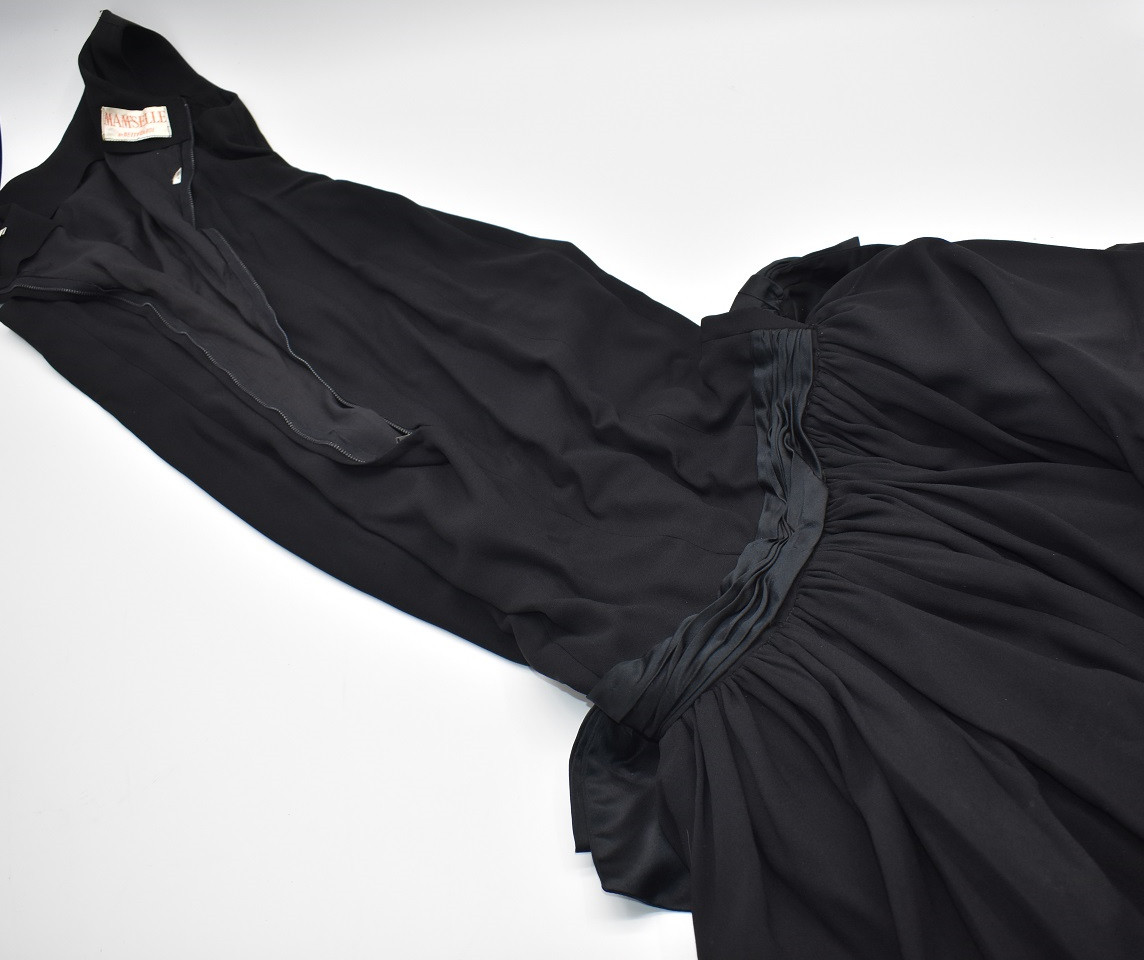 Vintage 1960s M&rsquo;amselle By Betty Carol Black Jackie O Style Cocktail Dress Size9