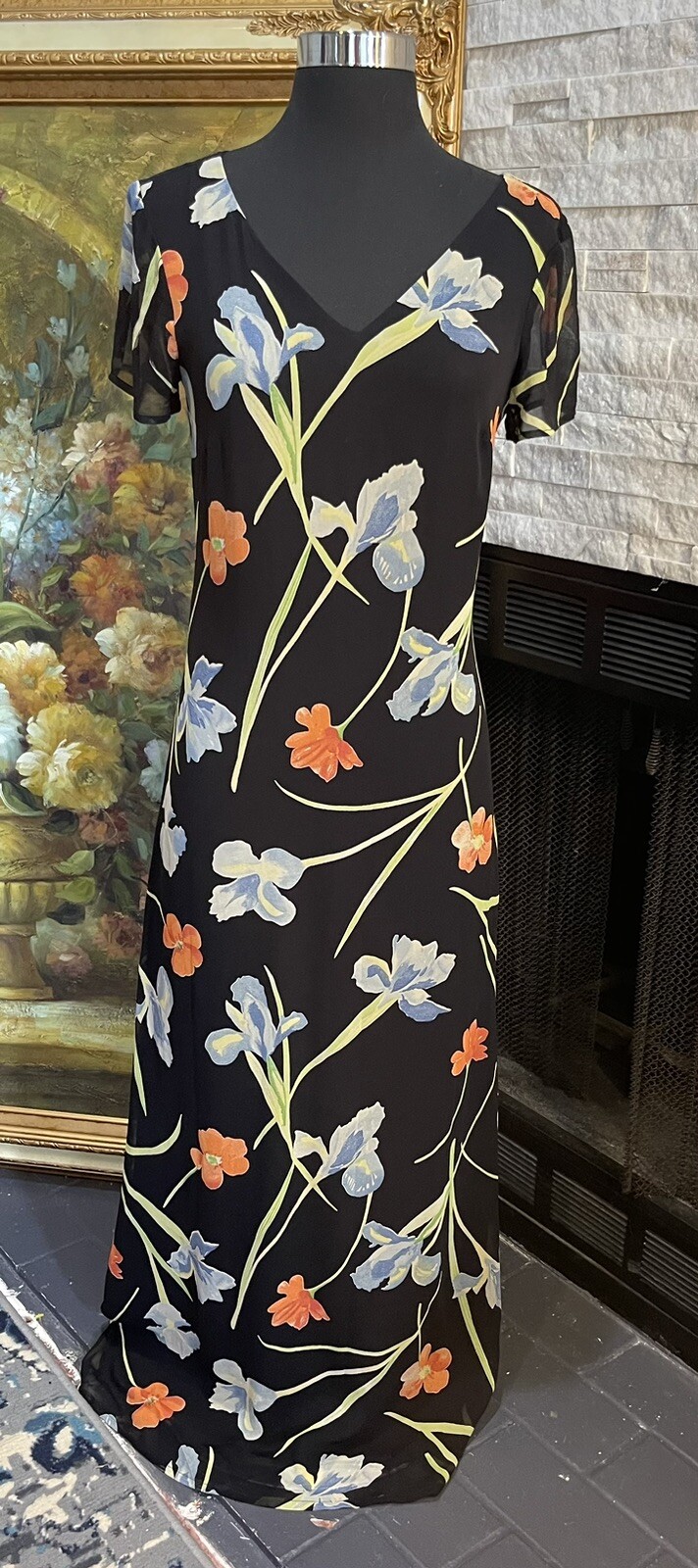 Harolds Maxi Floral Cap Sleeve Dress Size 2 Vintage 90s Y2K Garden Cowgirl