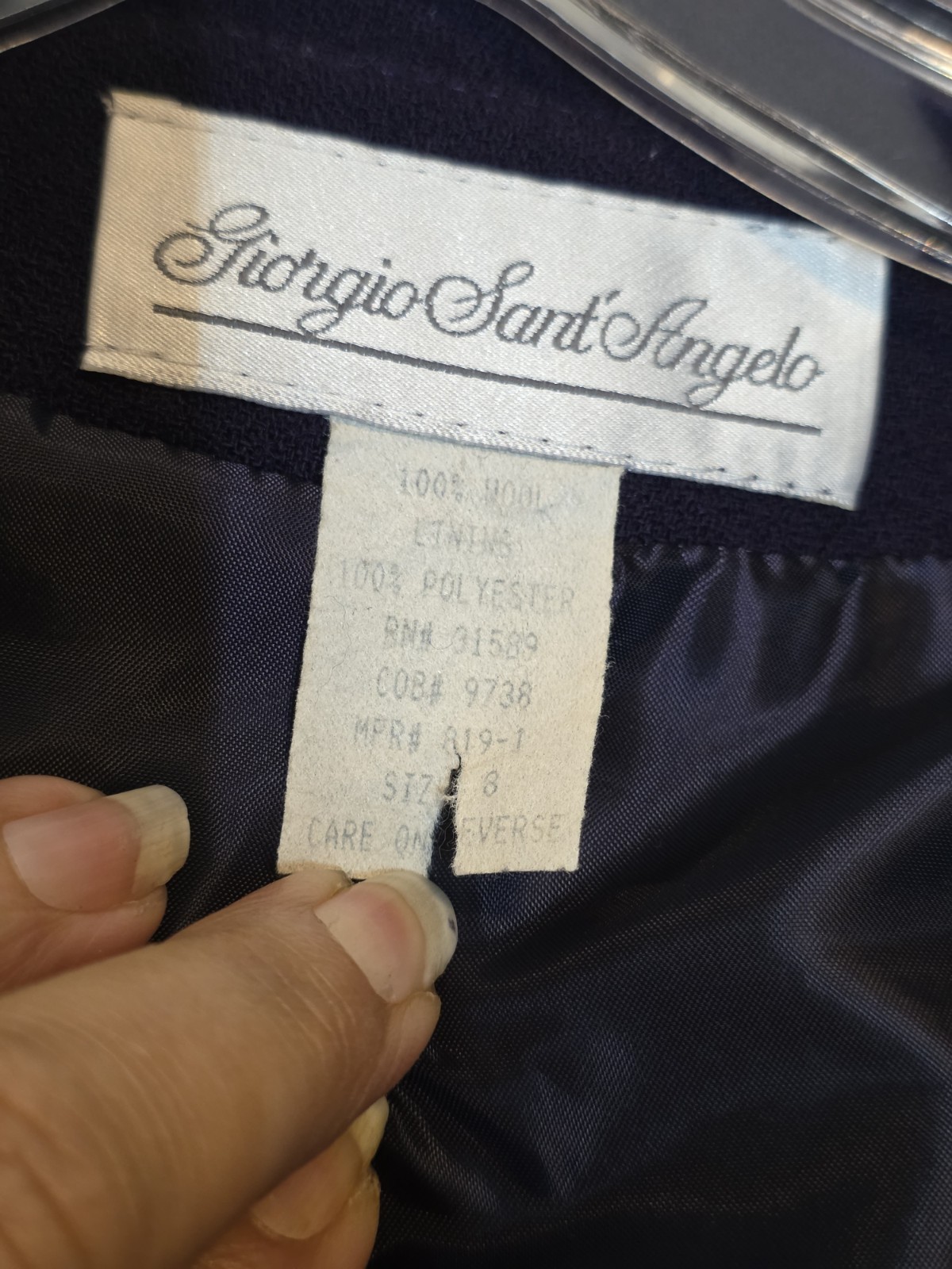 VTG Giorgio Sant Angelo Wool Coat Jacket Purple Double Breasted Gold Button 8