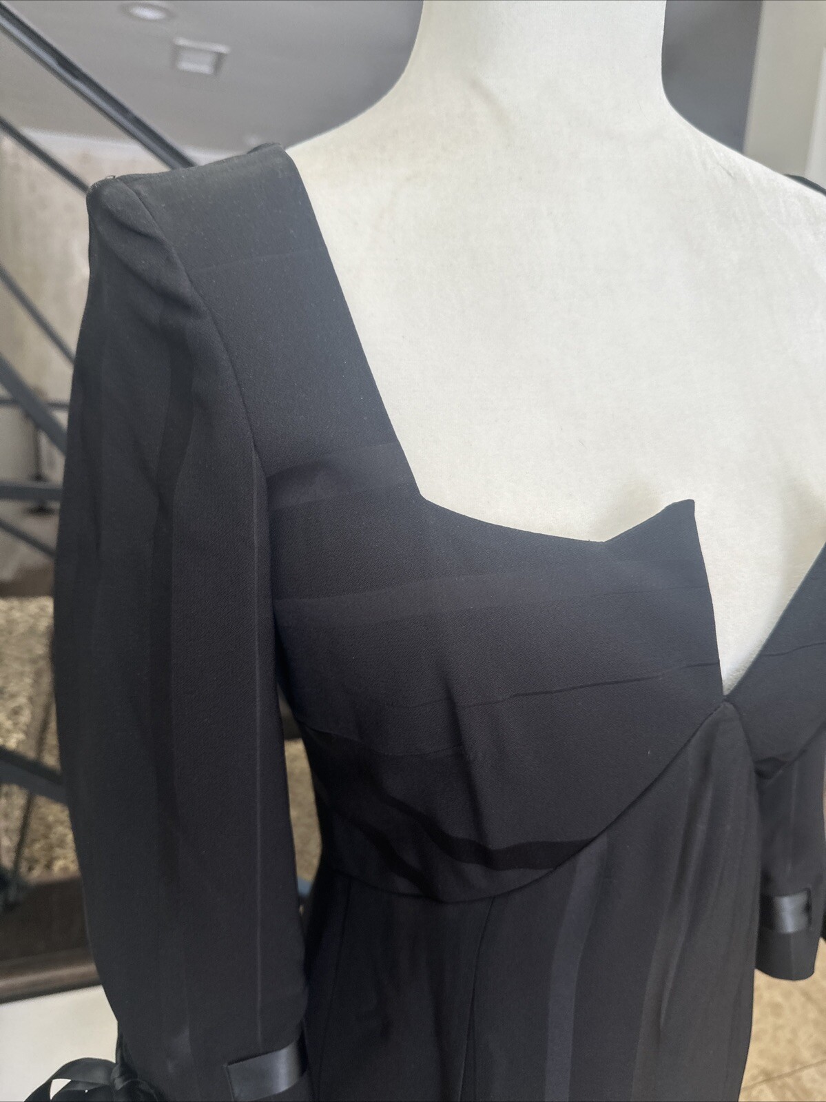 Sergio Girombelli Byblos Founder VTG Y2K Black Silk Crepe Satin Empire Gown 4