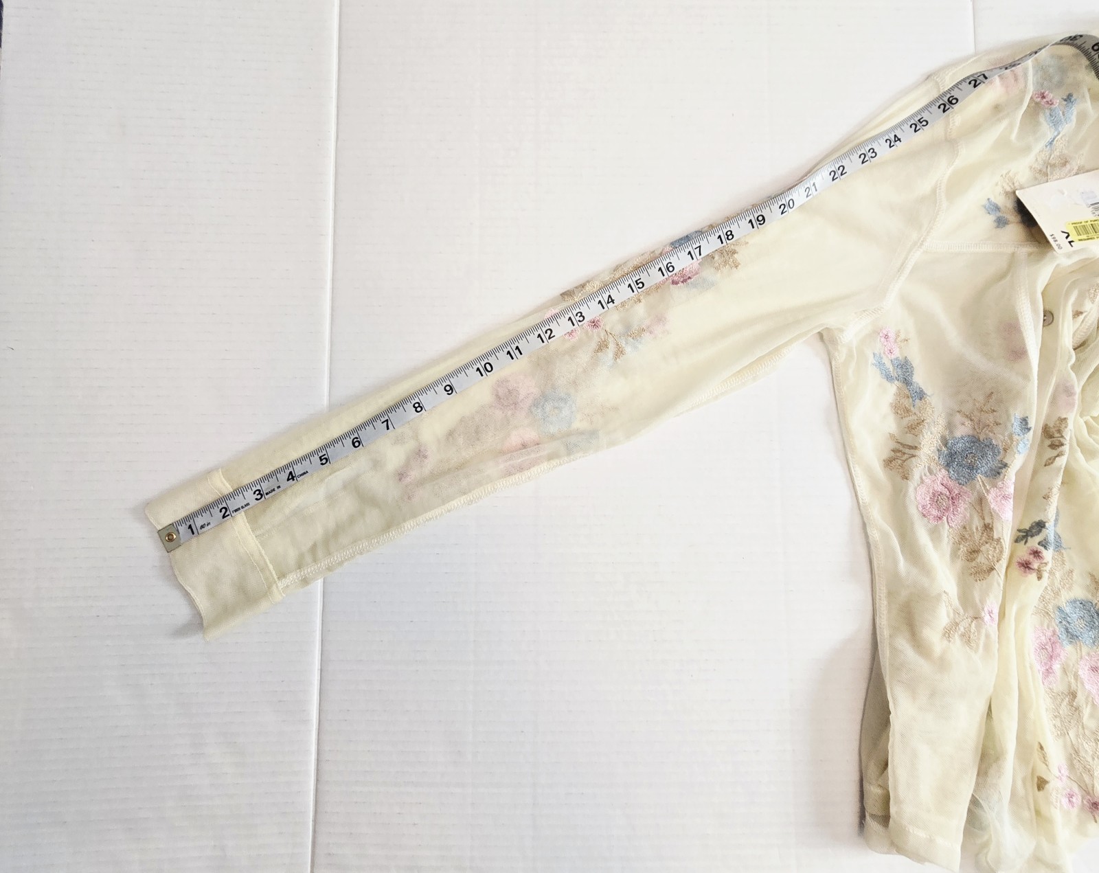 NWT Vintage Susan Bristol Natural Mesh Blouse Emroidered Floral Size XL NICE